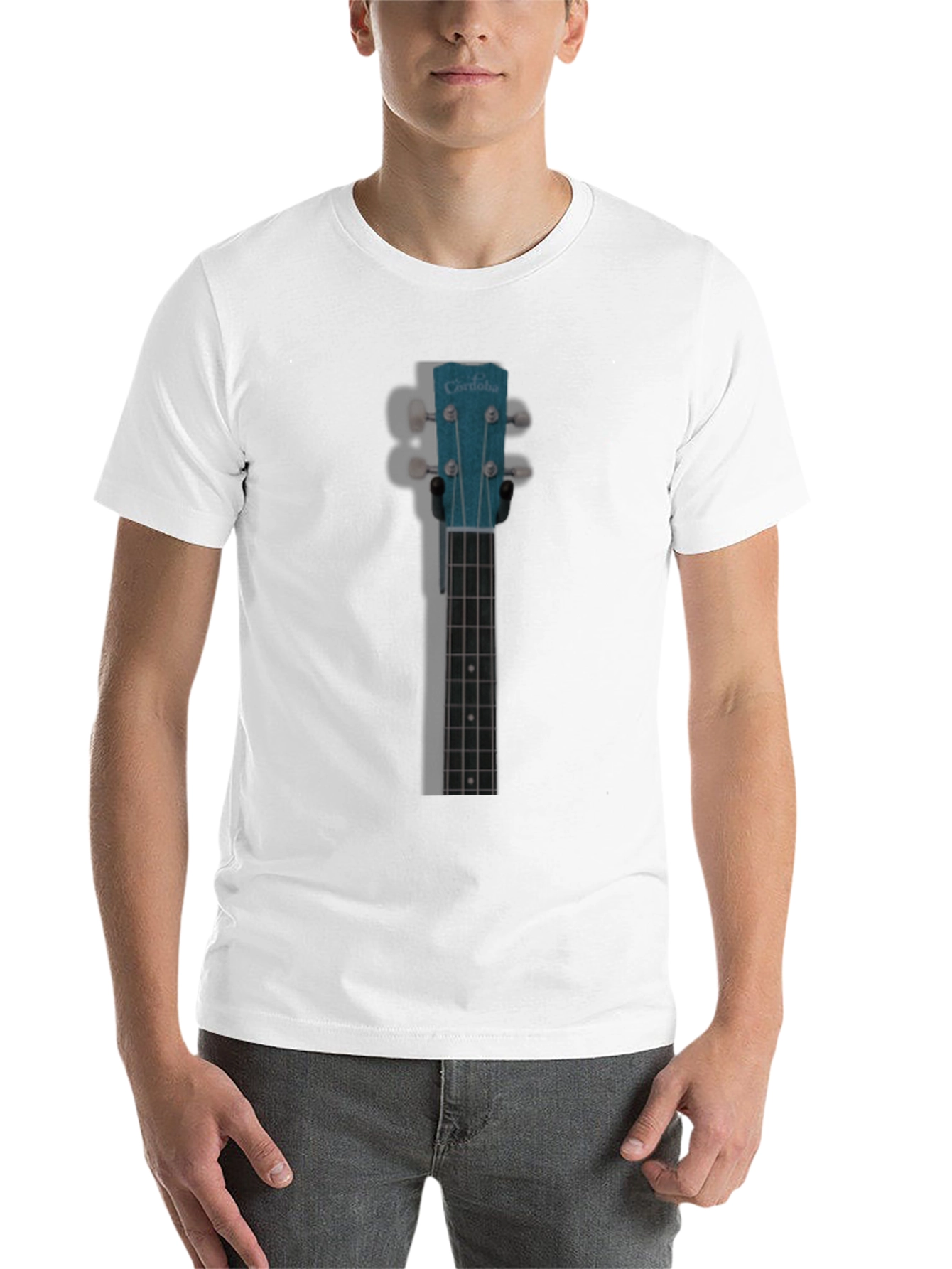 Black Ukulele Headstock Graphic T-Shirt view 14