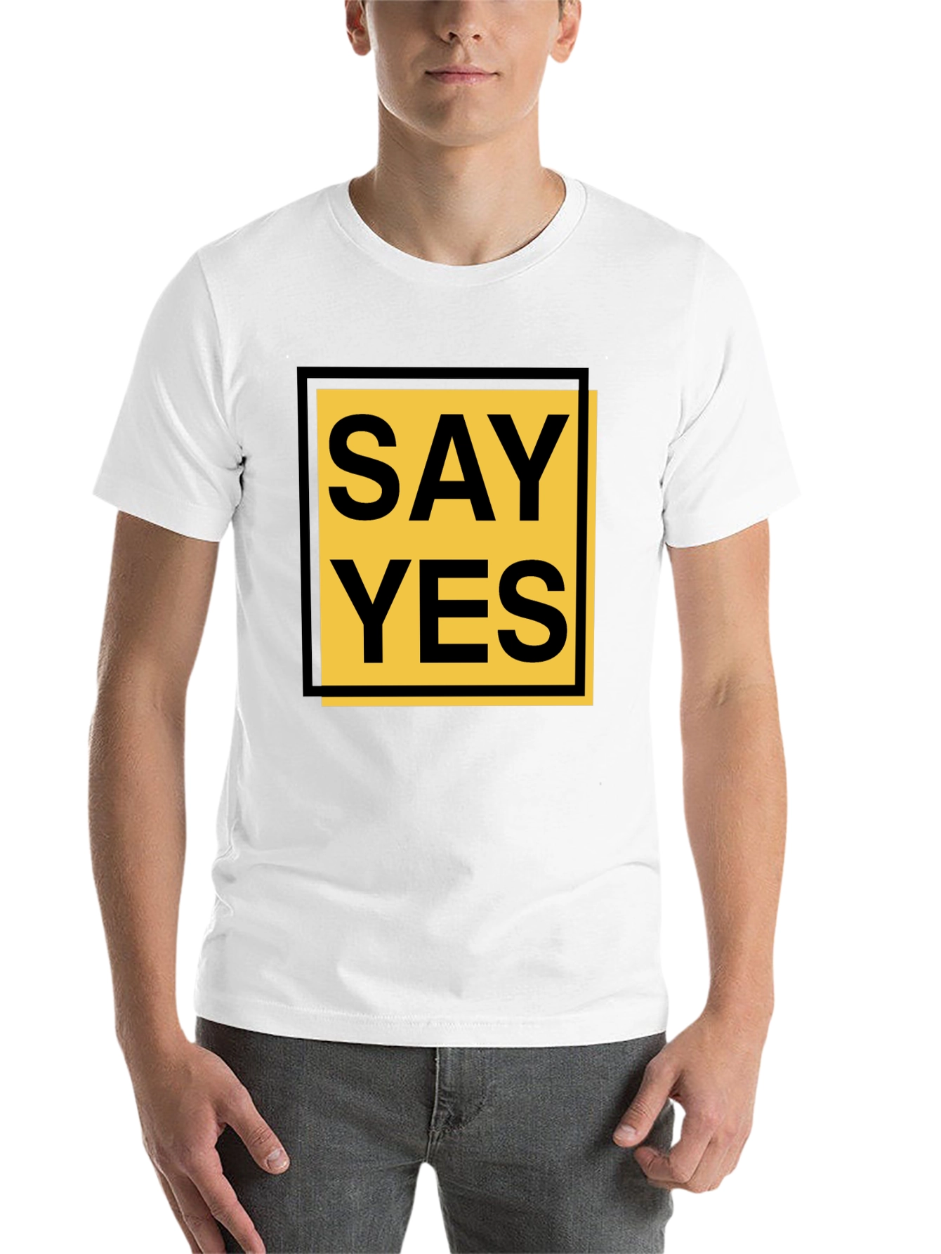Black Say Yes Graphic Tee - Bold Statement Shirt view 14