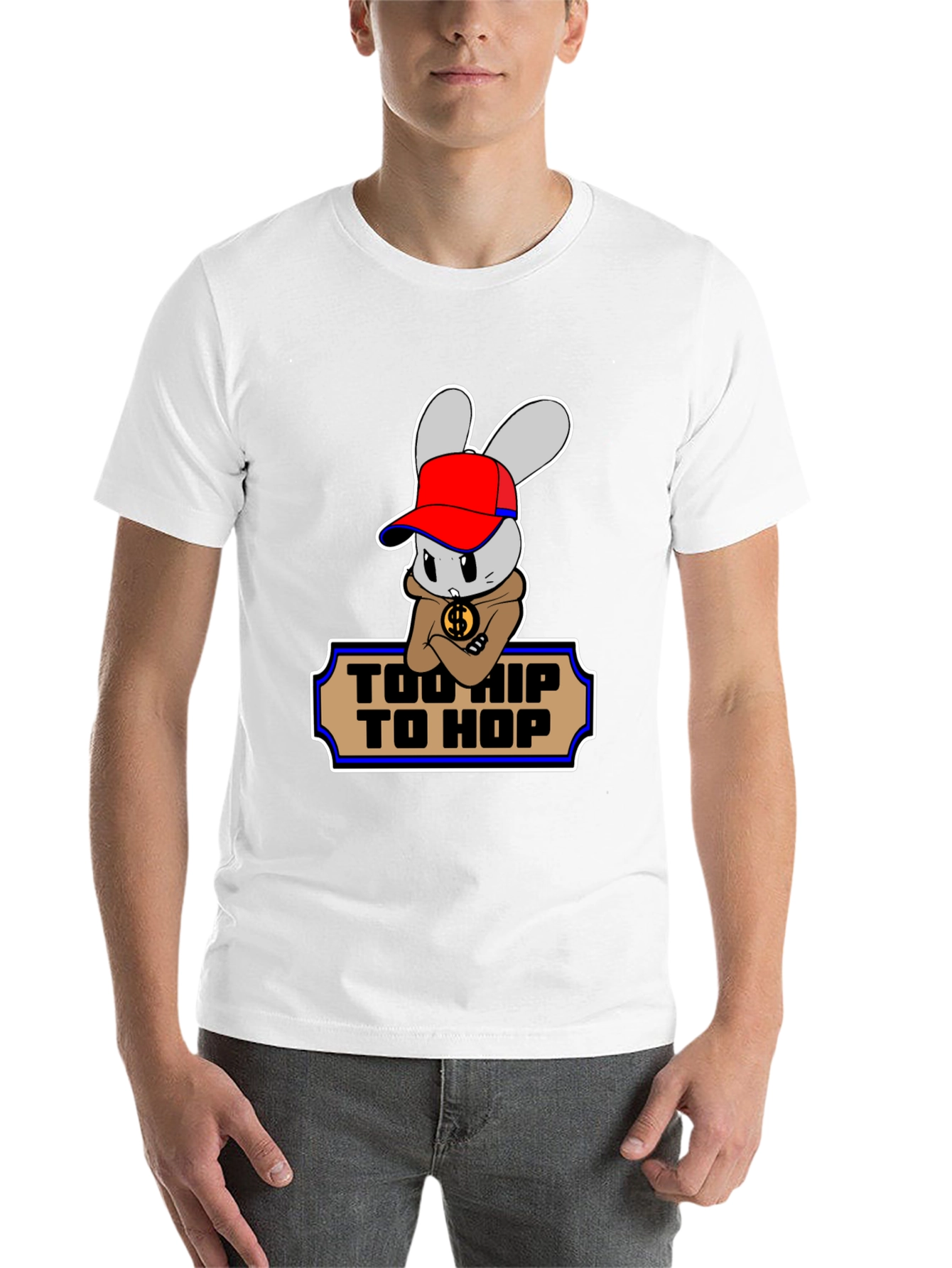 Black Too Hip To Hop Funny Bunny T-Shirt view 14