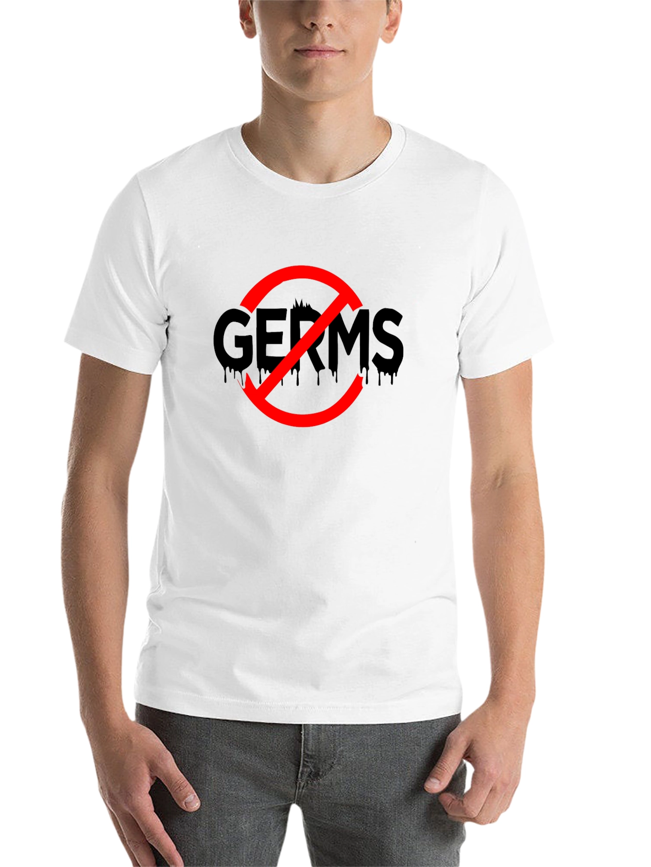 Black No Germs Black T-Shirt Novelty Funny Slogan Top view 14