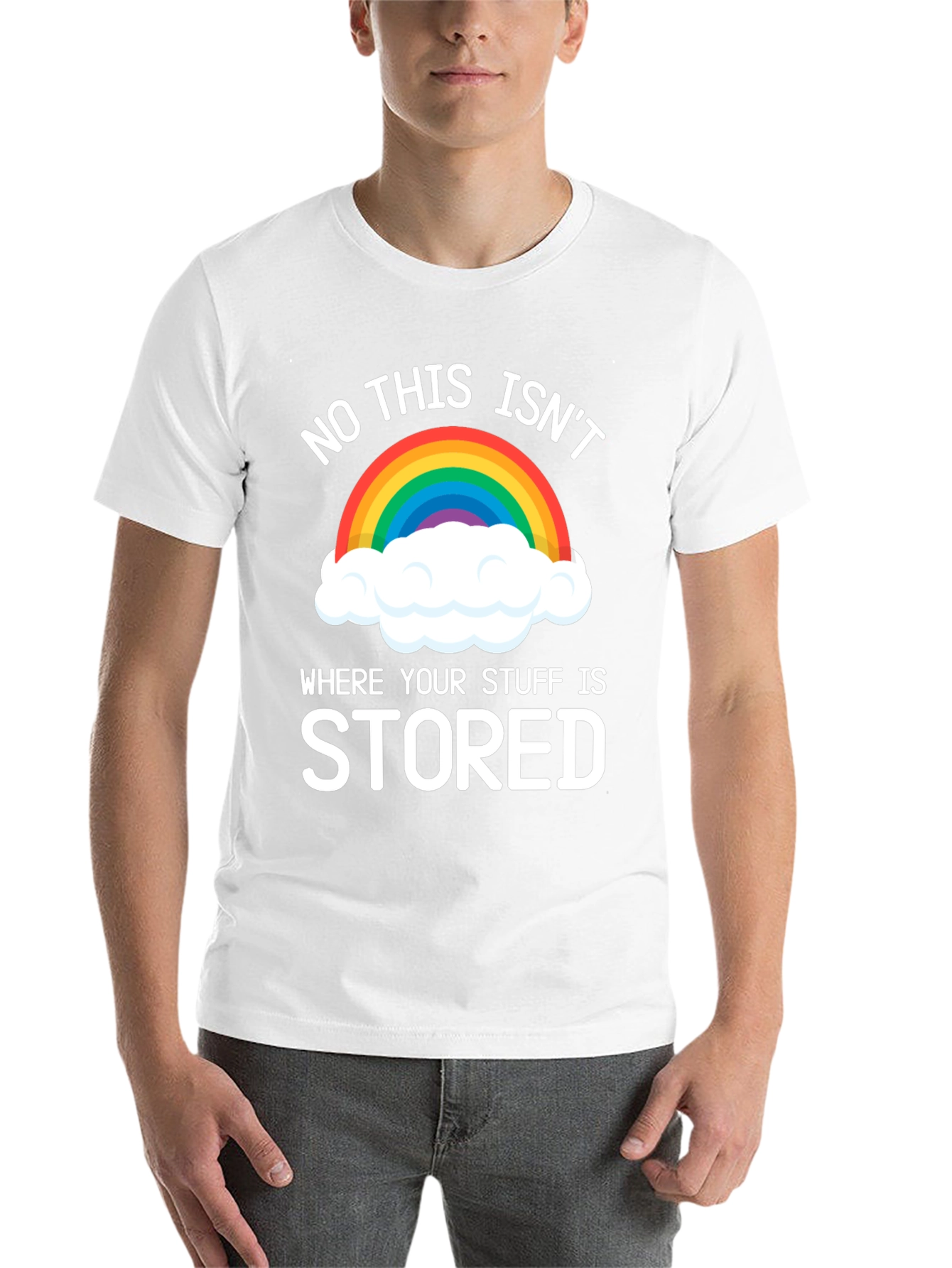 Black Funny Rainbow Cloud T-Shirt - Not Your Storage! view 14