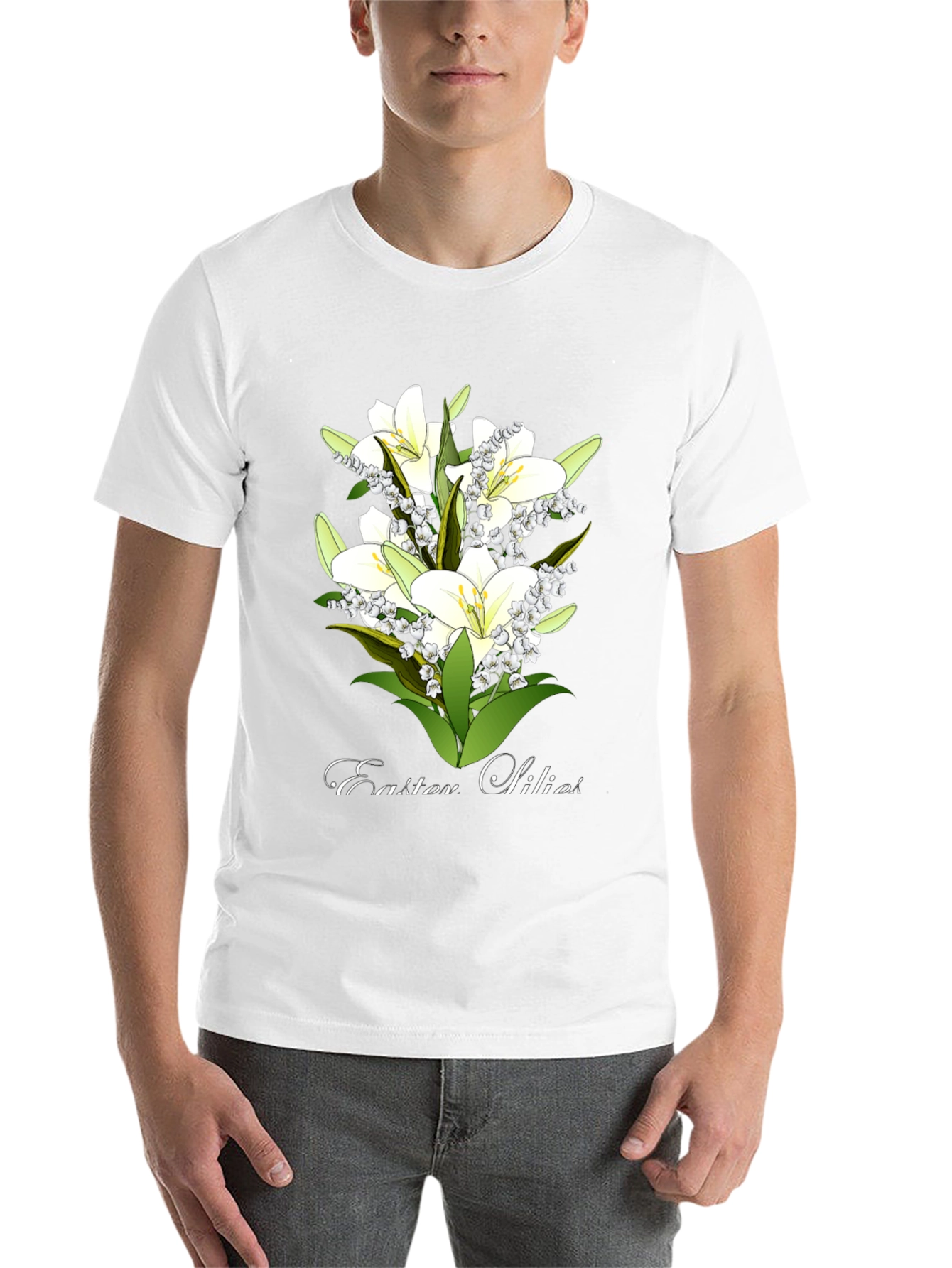 Black Easter Lilies T-Shirt - Floral Spring Design view 14