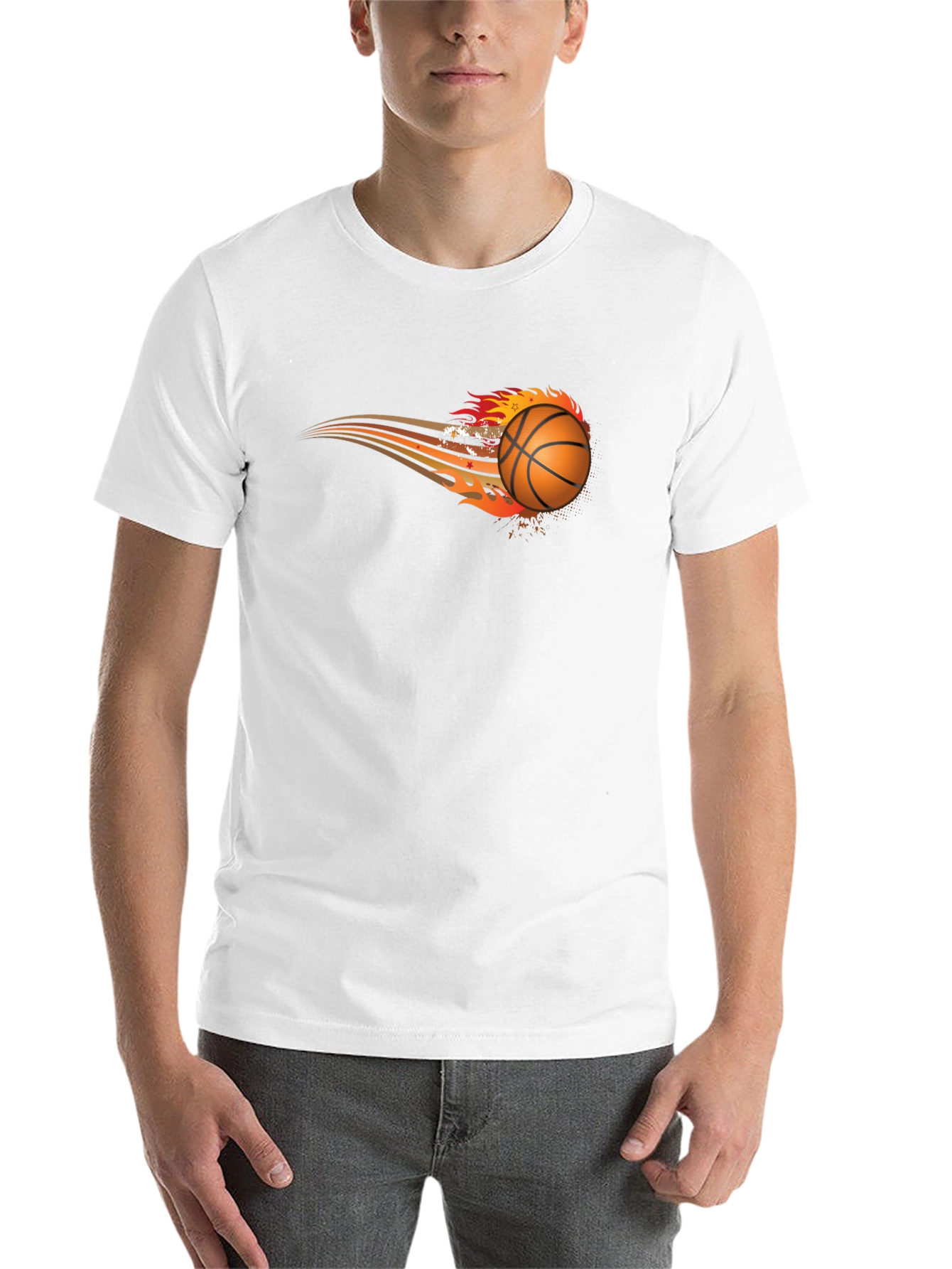 Black Flaming Basketball Graphic Tee - Black view 14