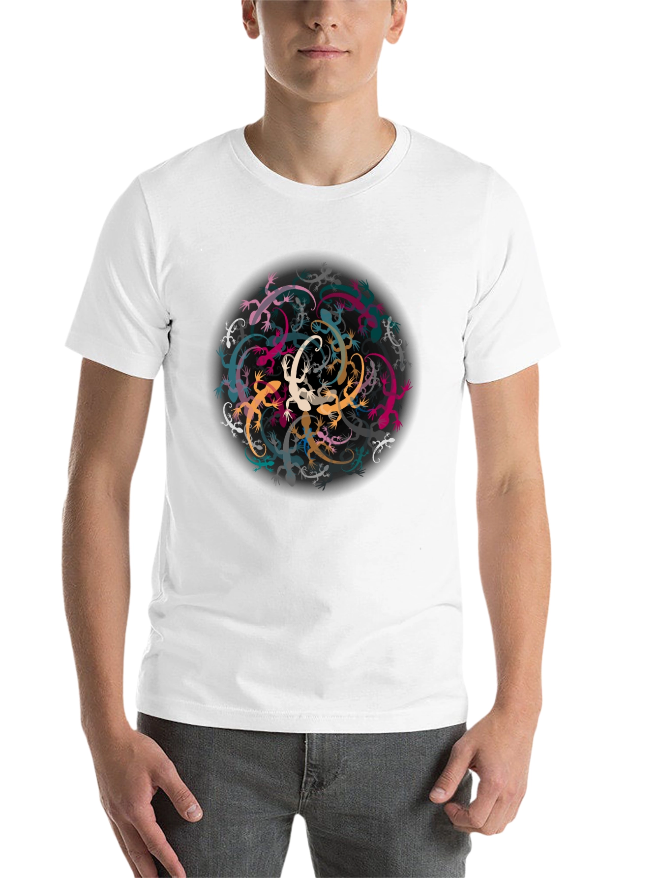 Black Lizard Mandala Black Tee - Unique Graphic T-Shirt view 14