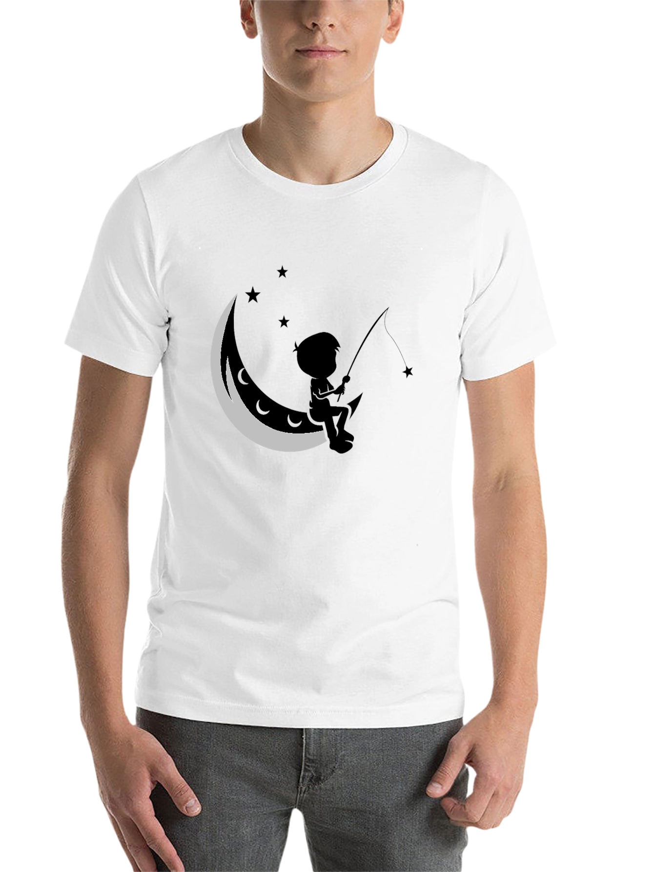 Black Boy Fishing on the Moon T-Shirt view 14