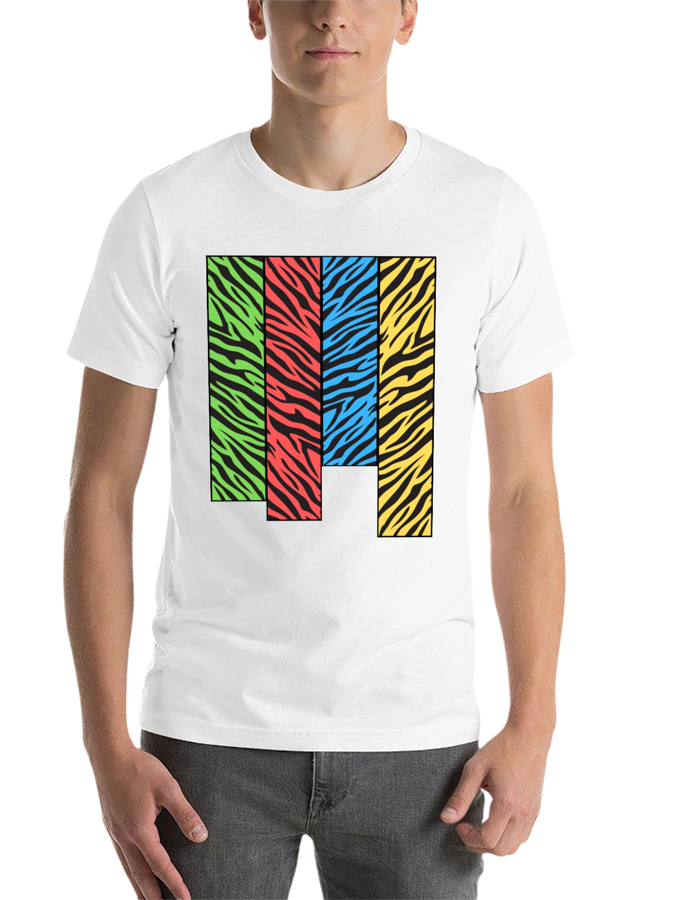 Black Zebra Stripe Color Block Graphic Tee view 14