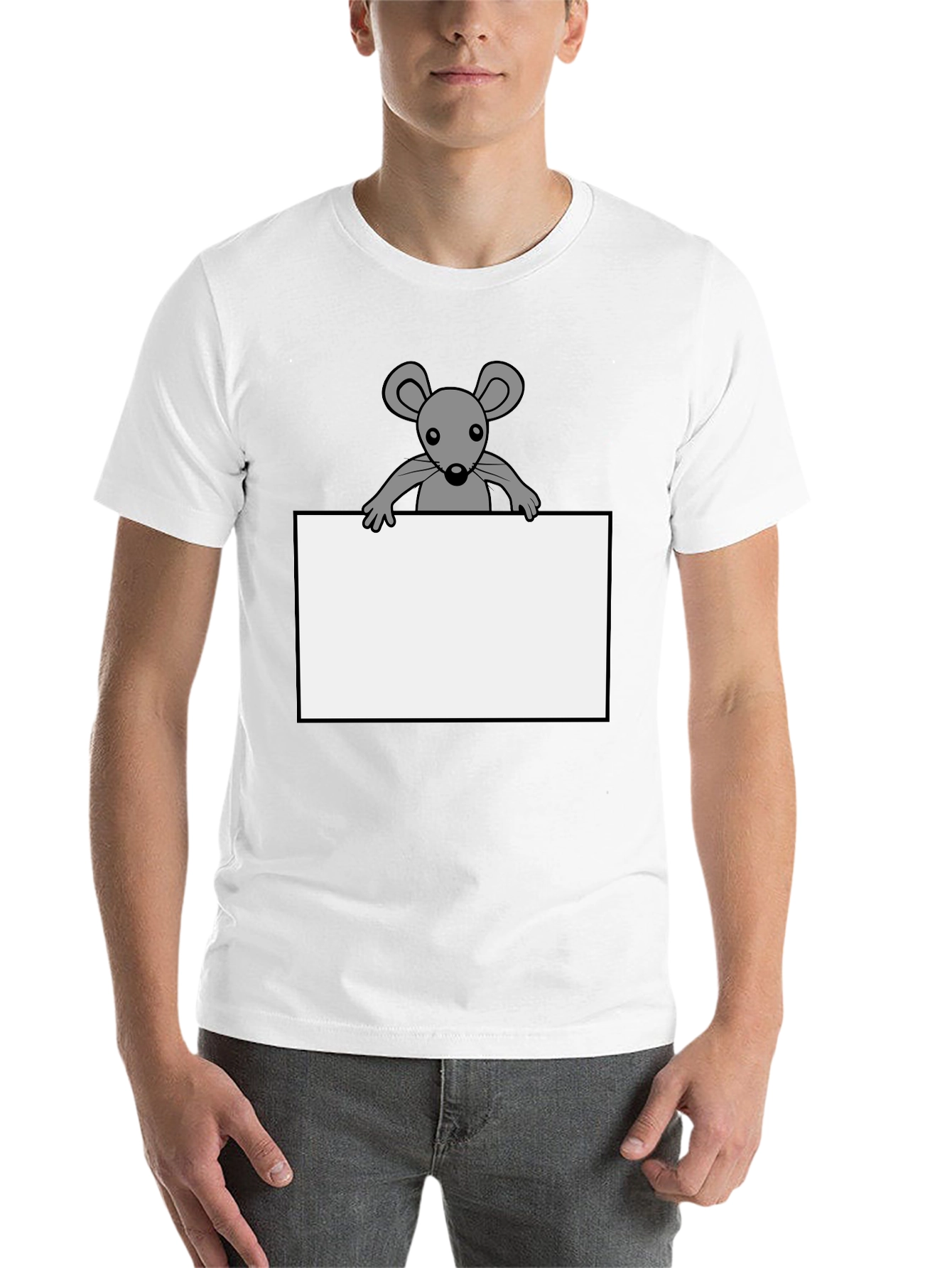 Black Cute Mouse Graphic Tee - Black Cotton T-Shirt view 14