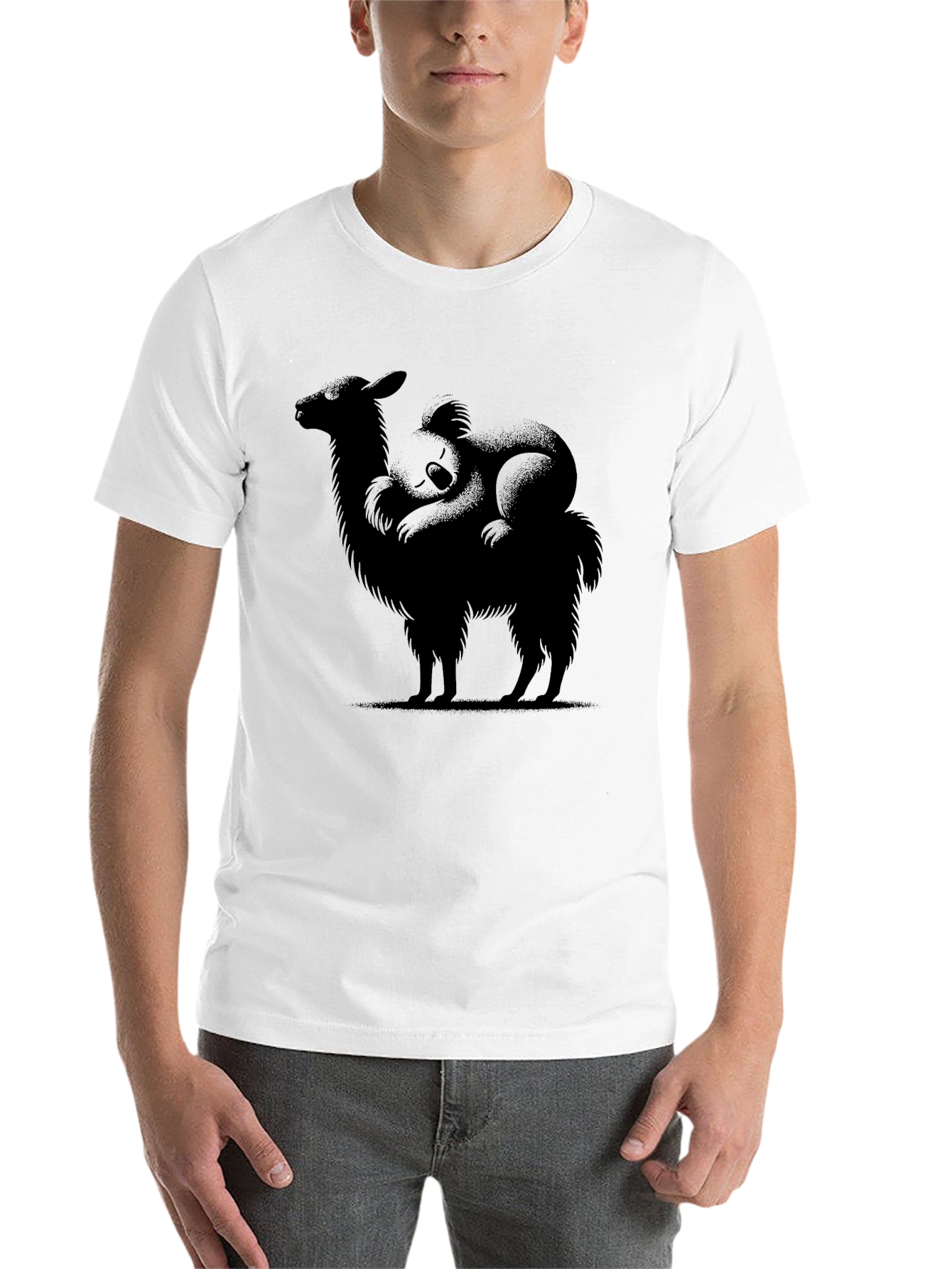 Black Llama & Koala Graphic T-Shirt - Quirky Animal Tee view 14