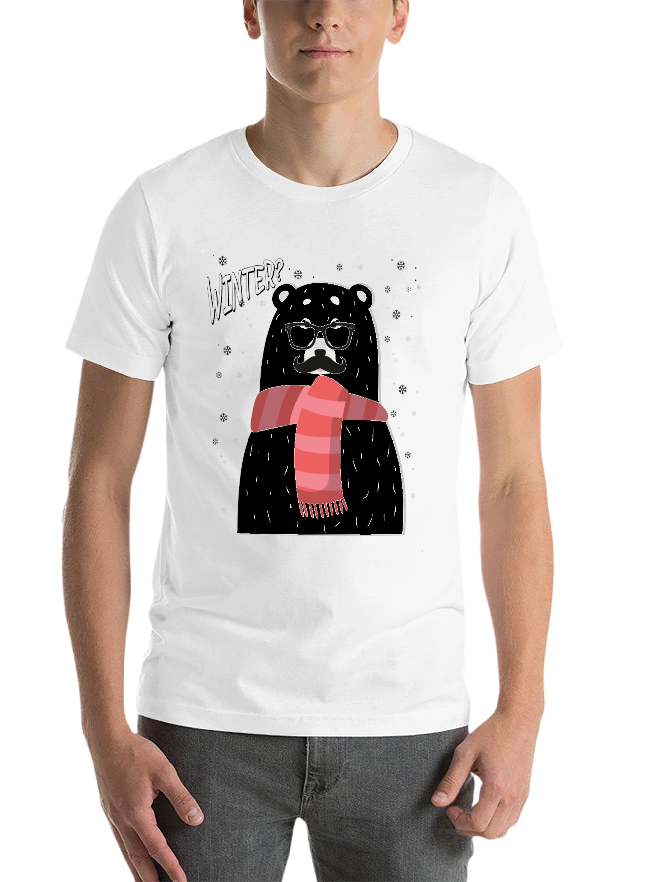 Black Winter Bear Graphic Tee - Stylish Holiday Design view 14