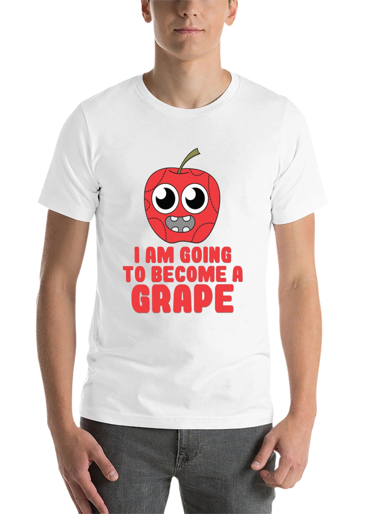 Black Funny Apple Becoming Grape Graphic T-Shirt view 14