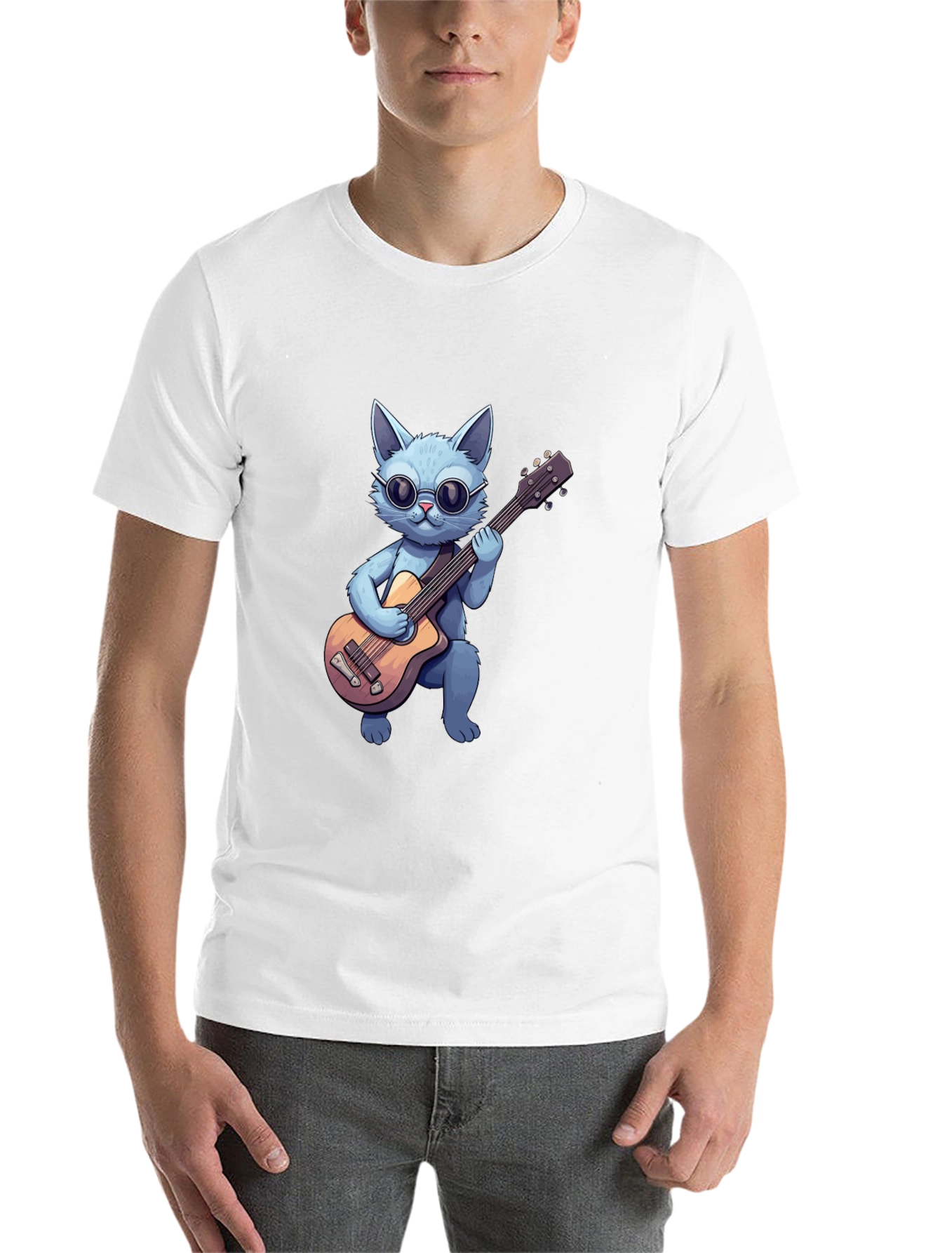 Black Cool Cat Guitarist T-Shirt view 14