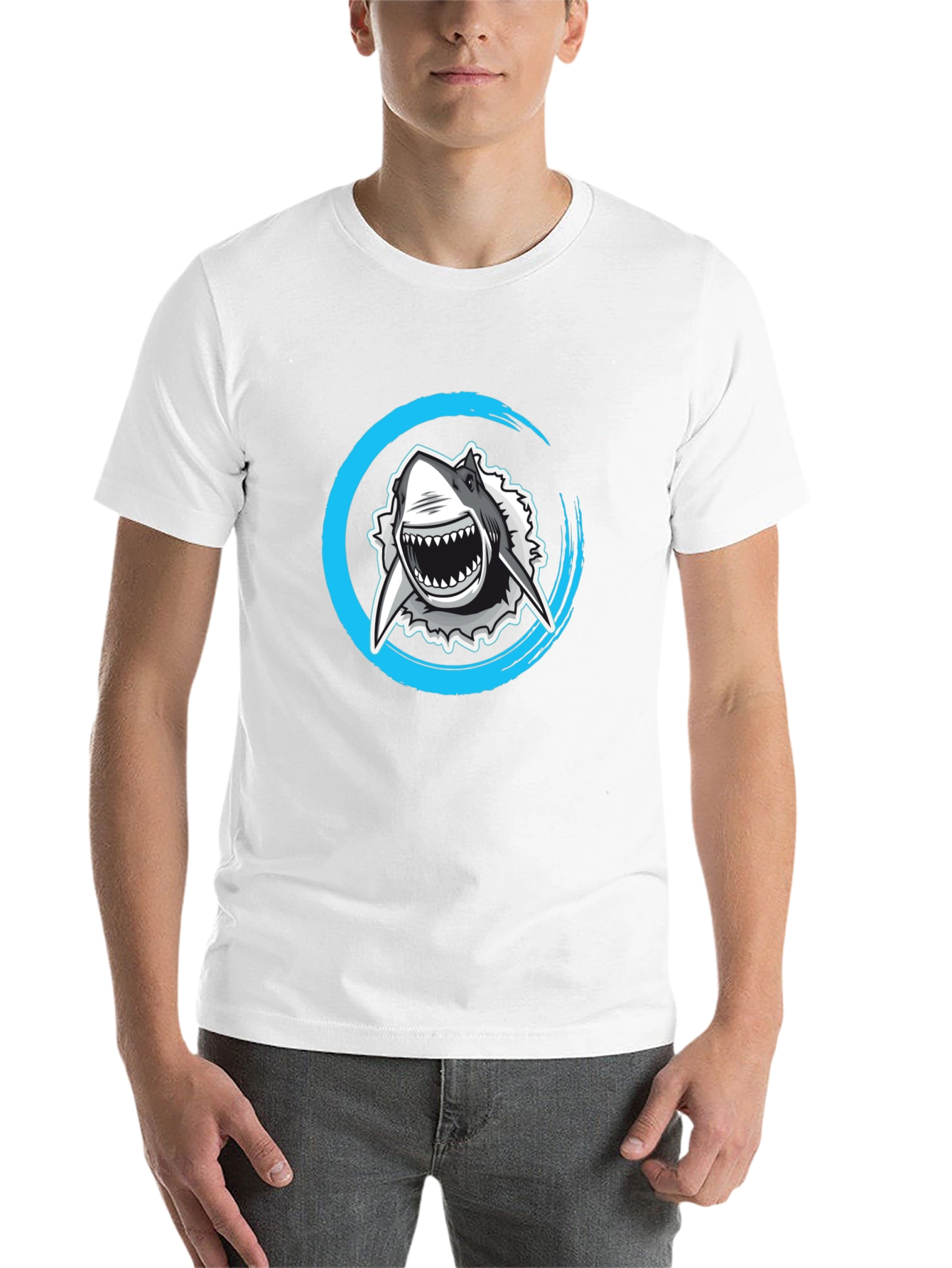 Black Shark Graphic Tee -  Circular Burst Design view 14