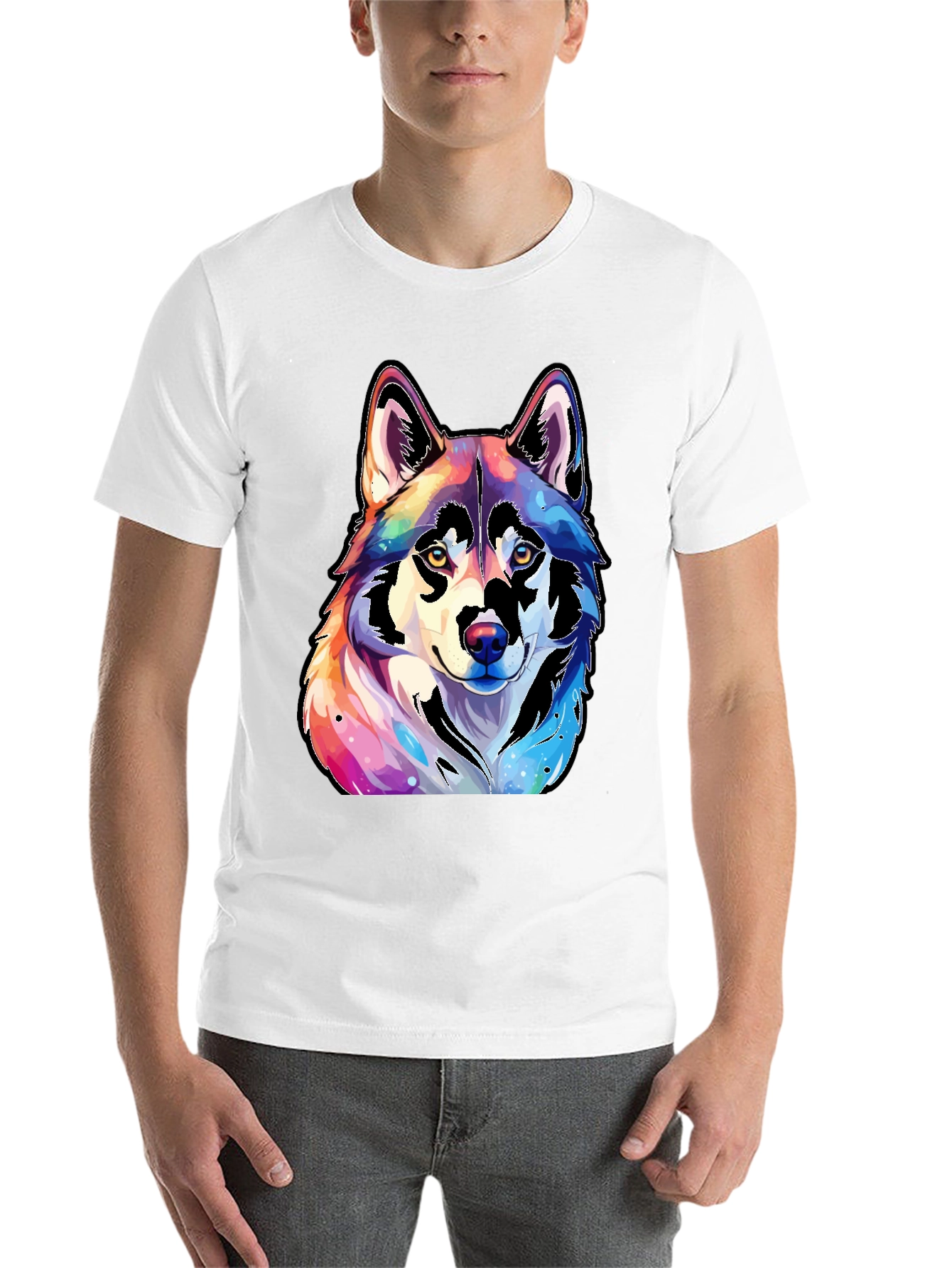 Black Rainbow Wolf Graphic Tee - Unisex view 14