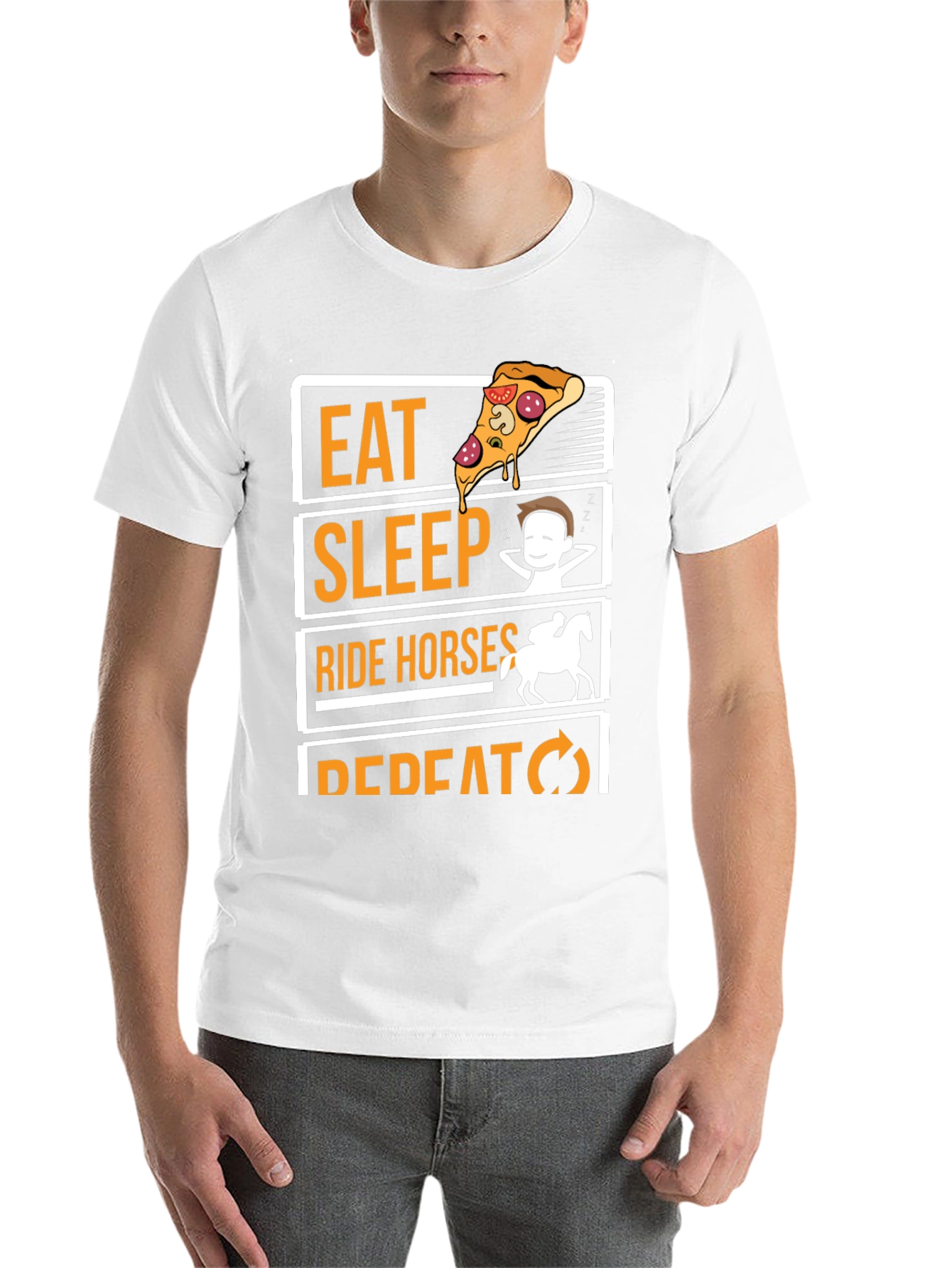 Black Eat Sleep Ride Horses Repeat Graphic Tee view 14