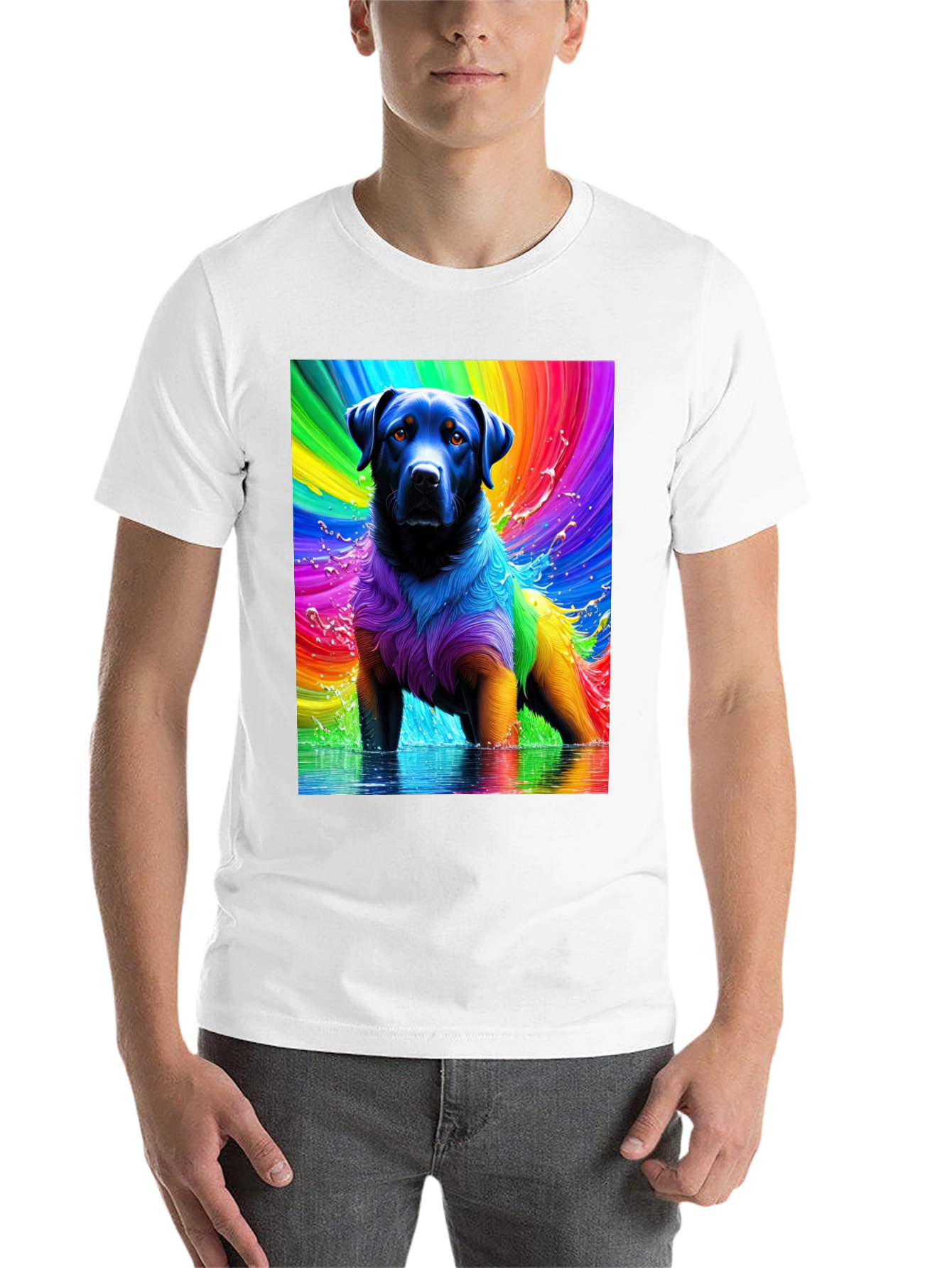 Rainbow Dog T-Shirt - Vivid Pet Art Tee - 14