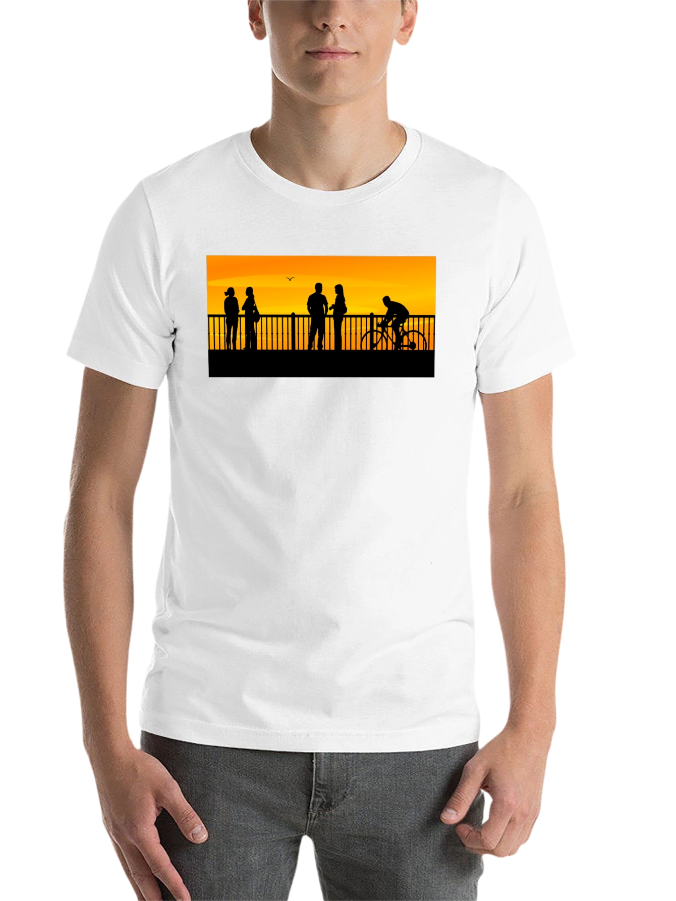 Black Sunset Silhouette Graphic T-Shirt view 14