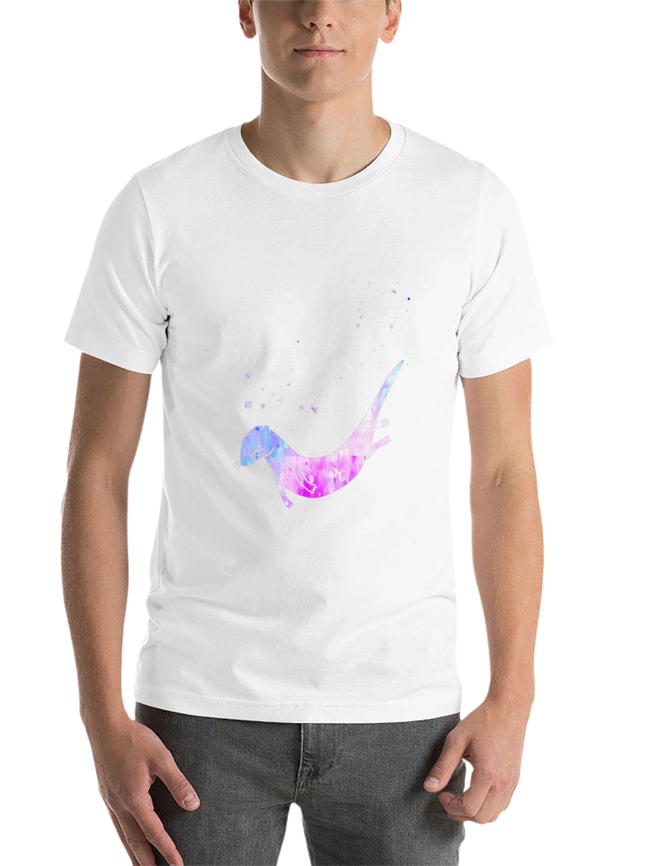 Black Otter Galaxy T-Shirt - Unique Watercolor Design view 14