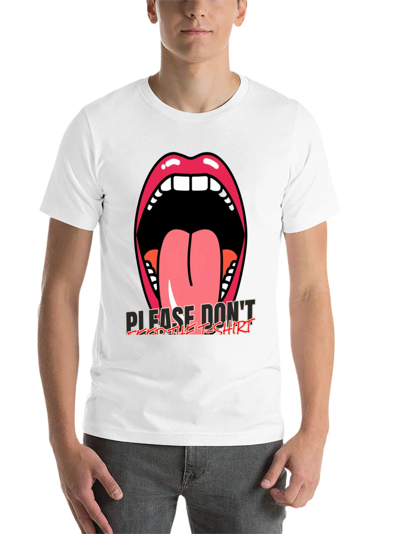 Black Graphic Tee: Open Mouth Tongue Out view 14