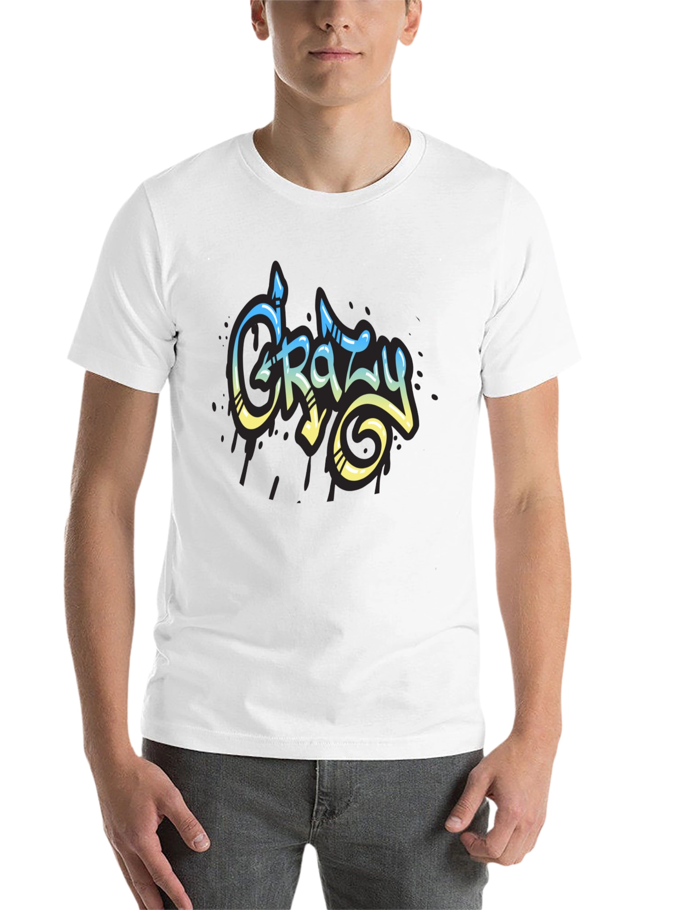 Black Crazy Graffiti Style Graphic T-Shirt view 14