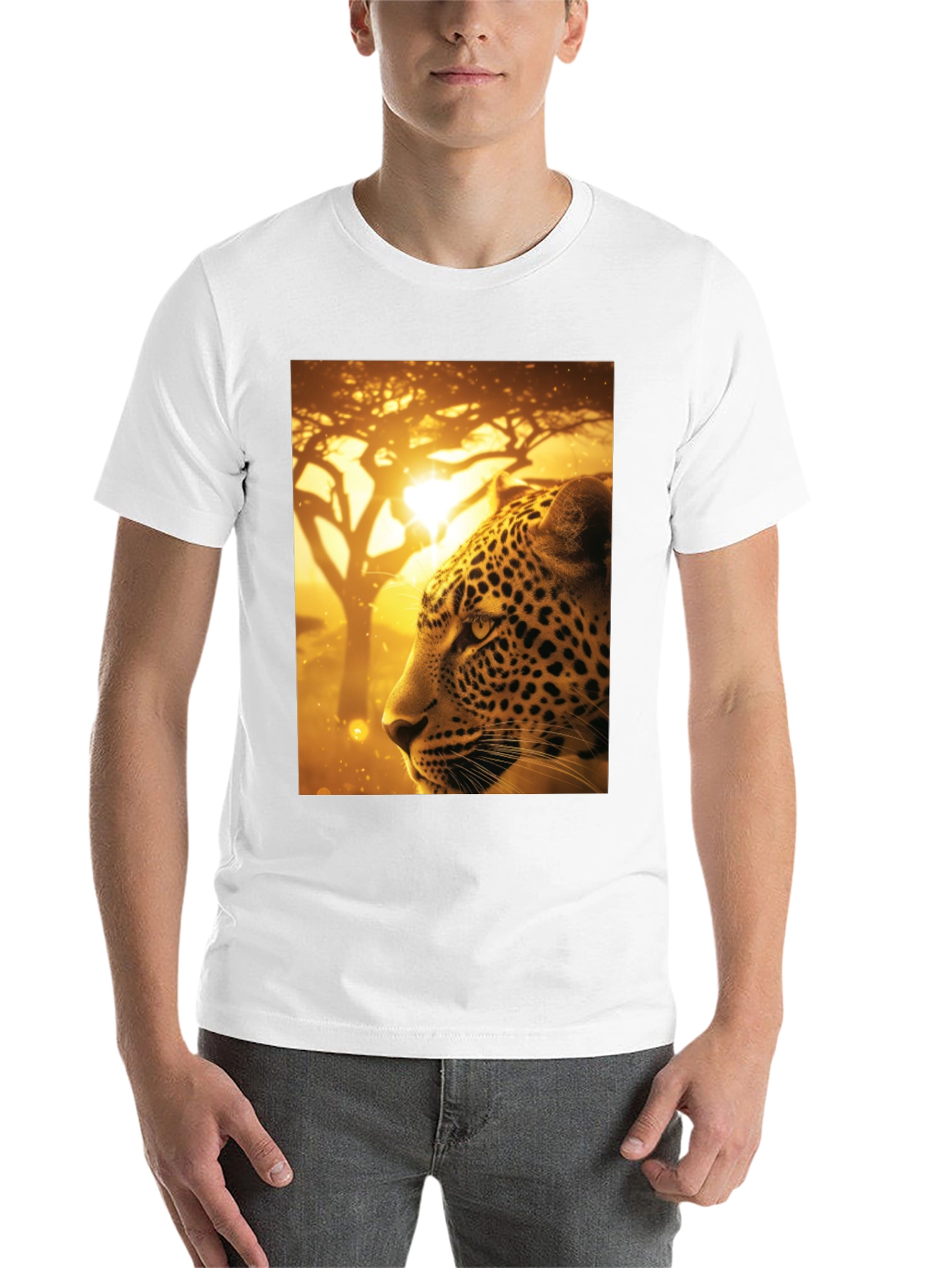 Black Leopard Graphic Print Black T-Shirt view 14