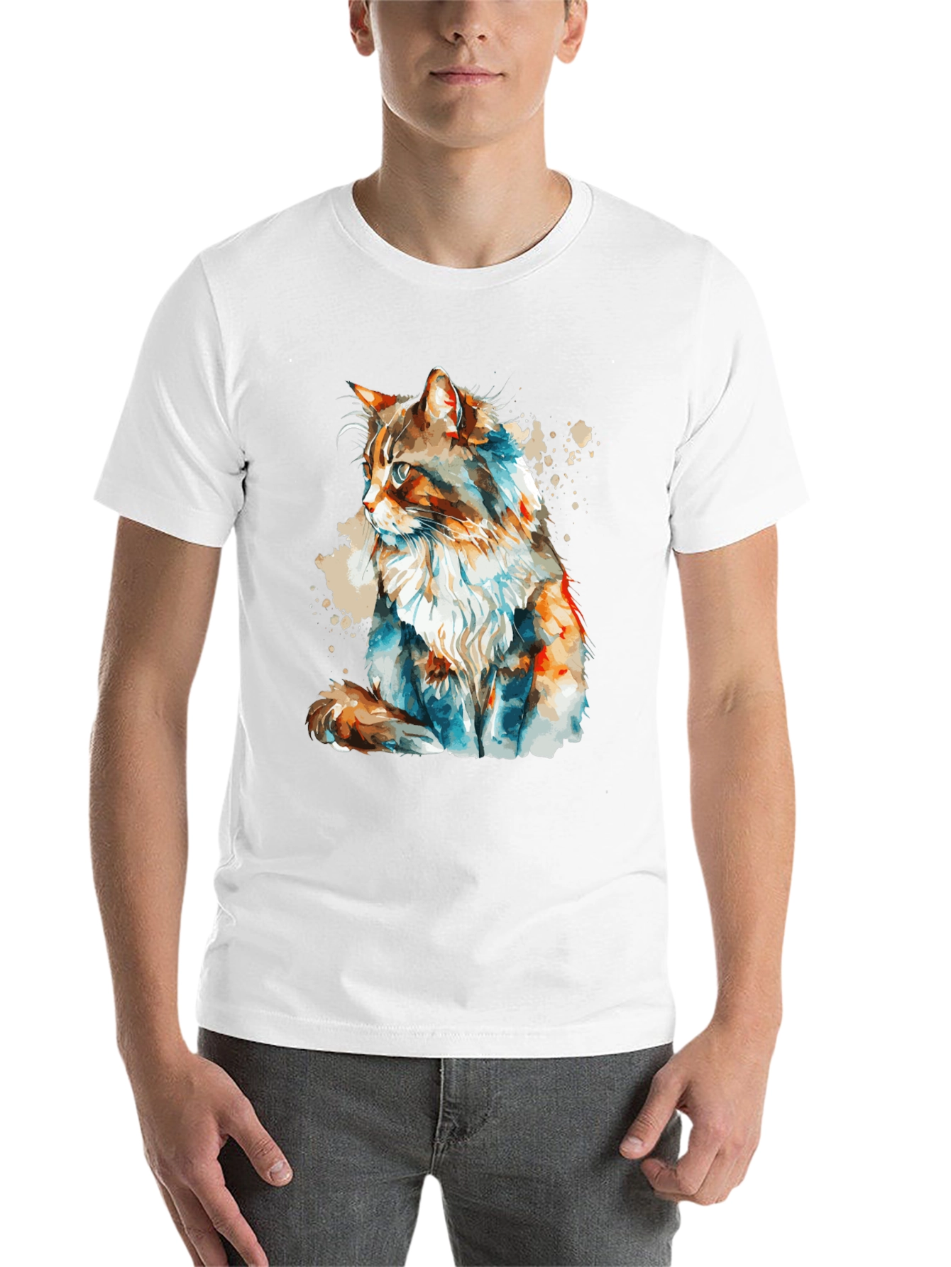 Black Watercolor Cat T-Shirt: Stylish & Unique Design view 14