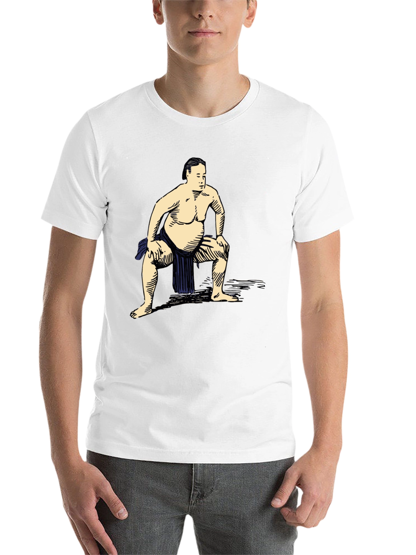 Black Sumo Wrestler Graphic T-Shirt - Casual Black Tee view 14