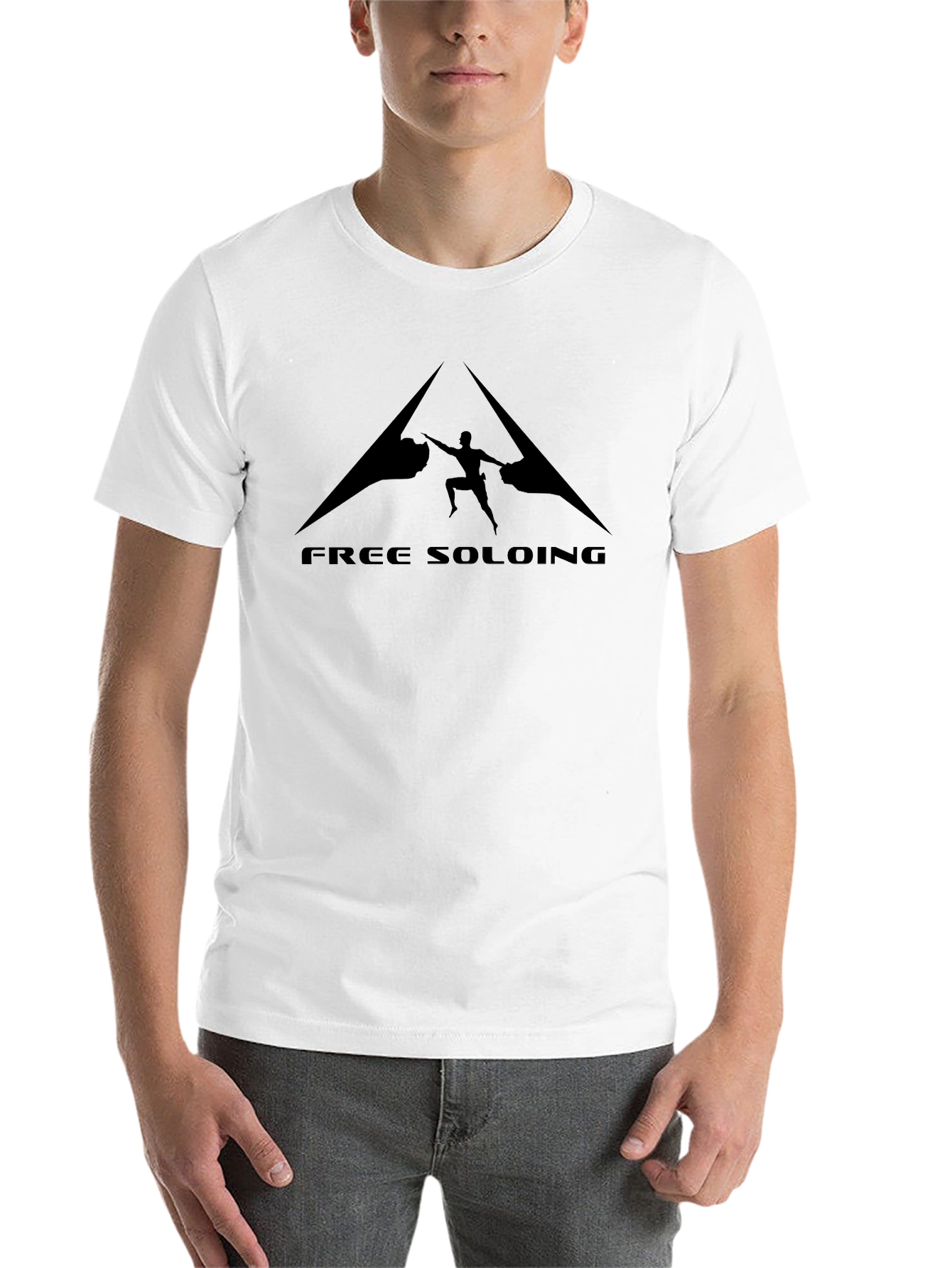 Black Free Soloing Black T-Shirt Climber Design view 14