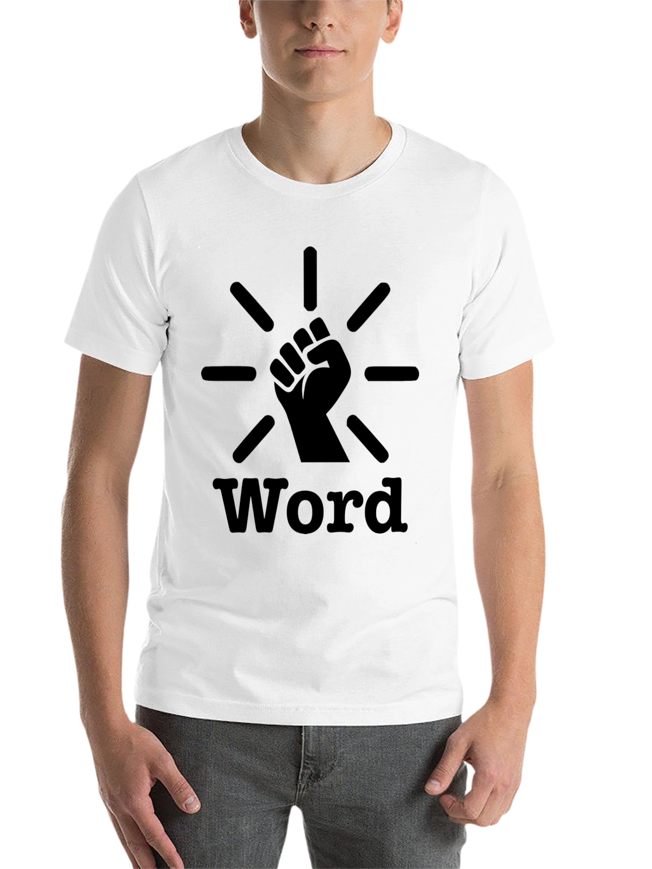 Black Word Power Fist T-Shirt - Black Graphic Tee view 14