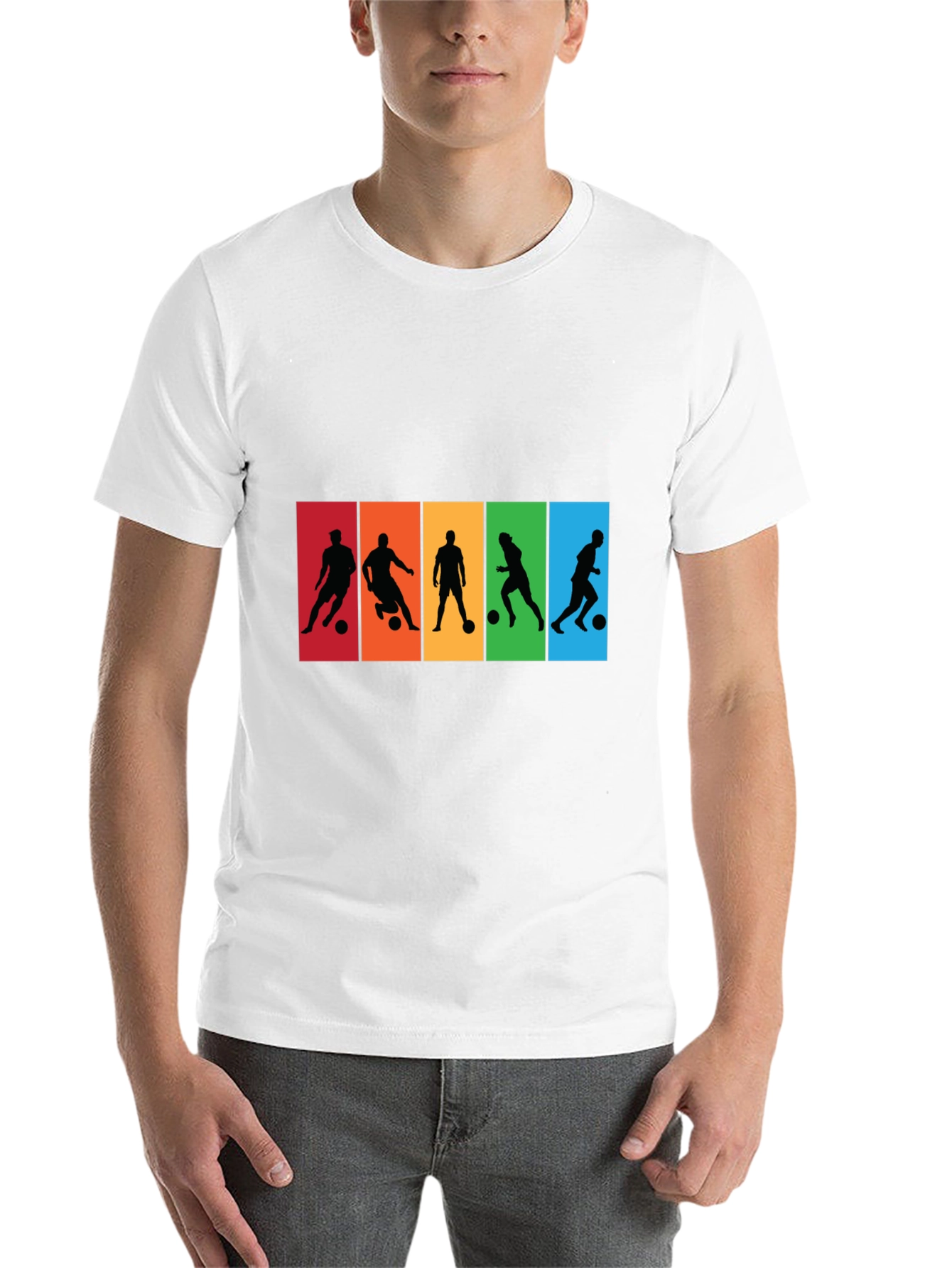 Black Soccer Player Silhouette Graphic T-Shirt view 14