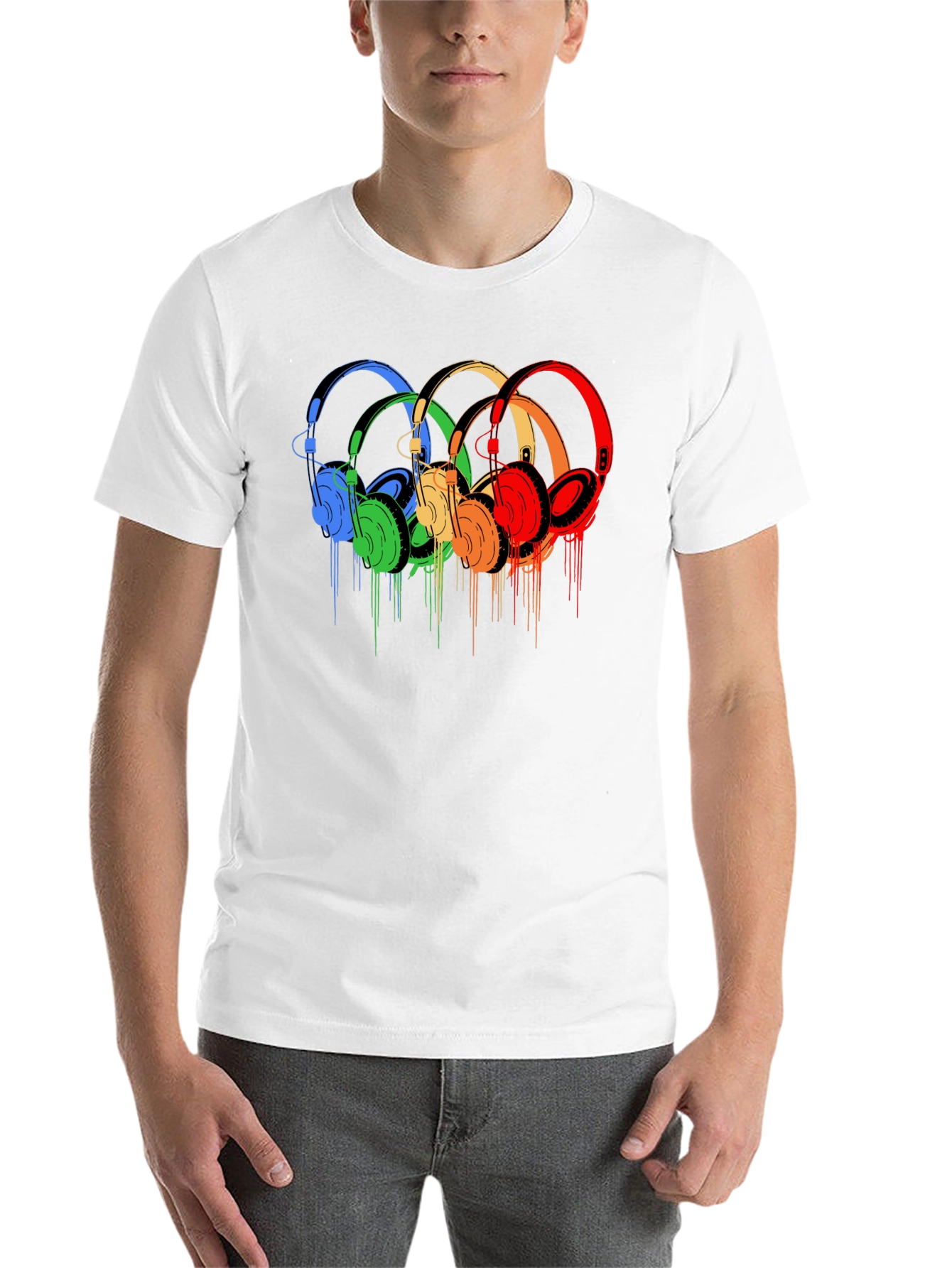 Black Rainbow Headphone Graphic Tee - Stylish Music Lover Shirt view 14
