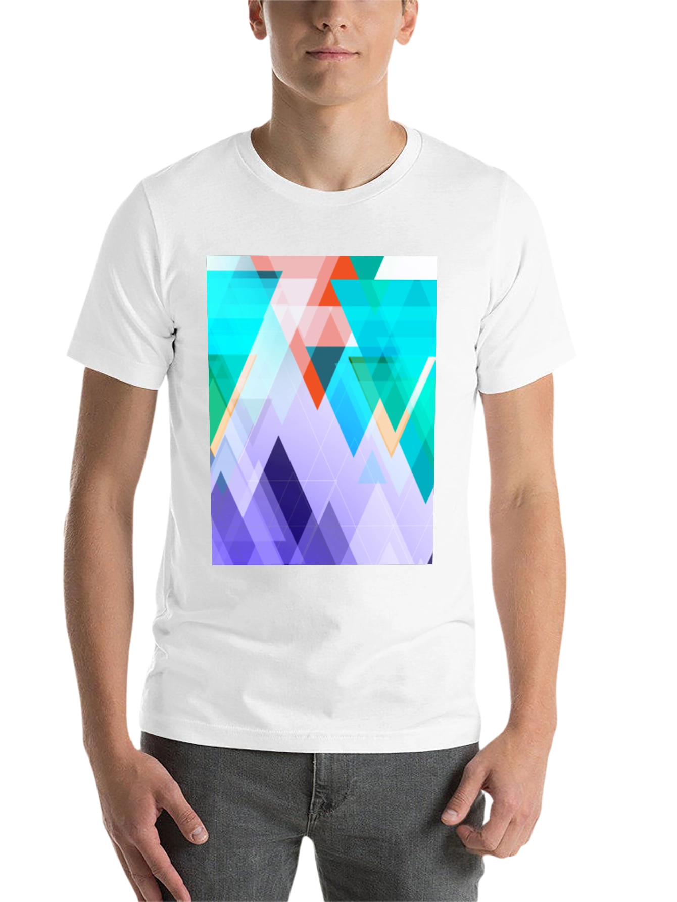 Black Geometric Triangle T-Shirt - Modern Abstract Design view 14
