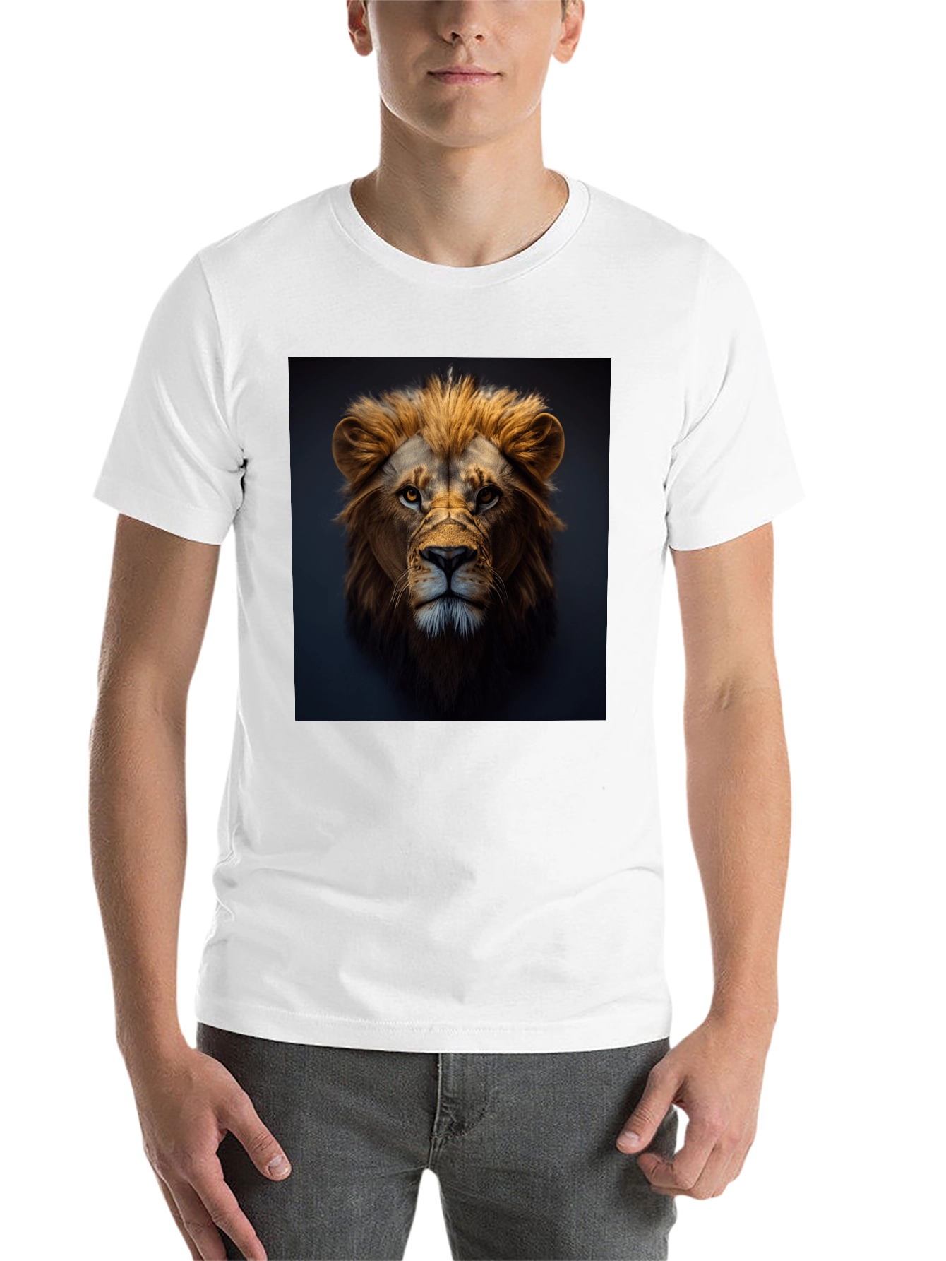 Black Lion Portrait Black T-Shirt view 14