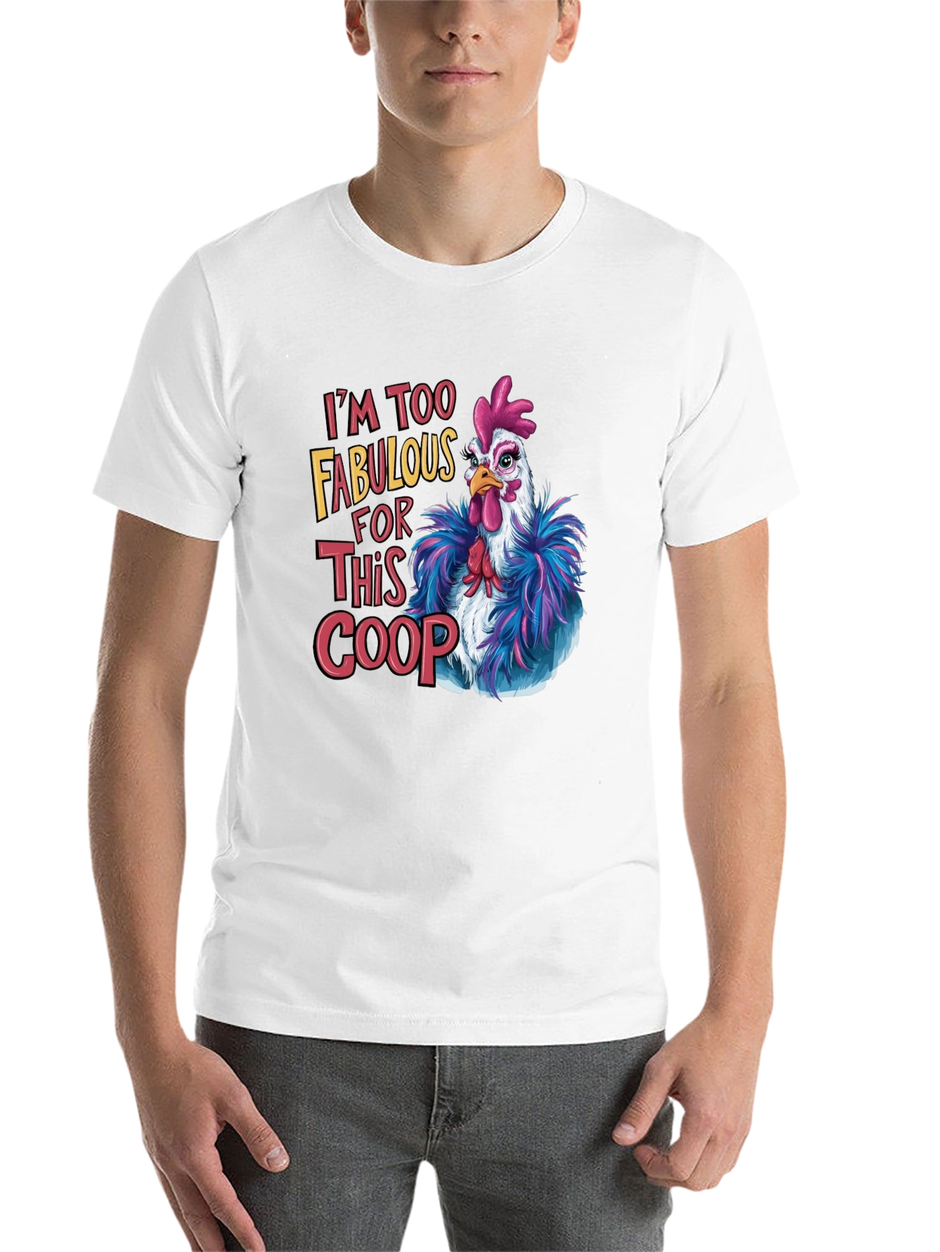 Black Fabulous Chicken T-Shirt - Funny Graphic Tee view 14