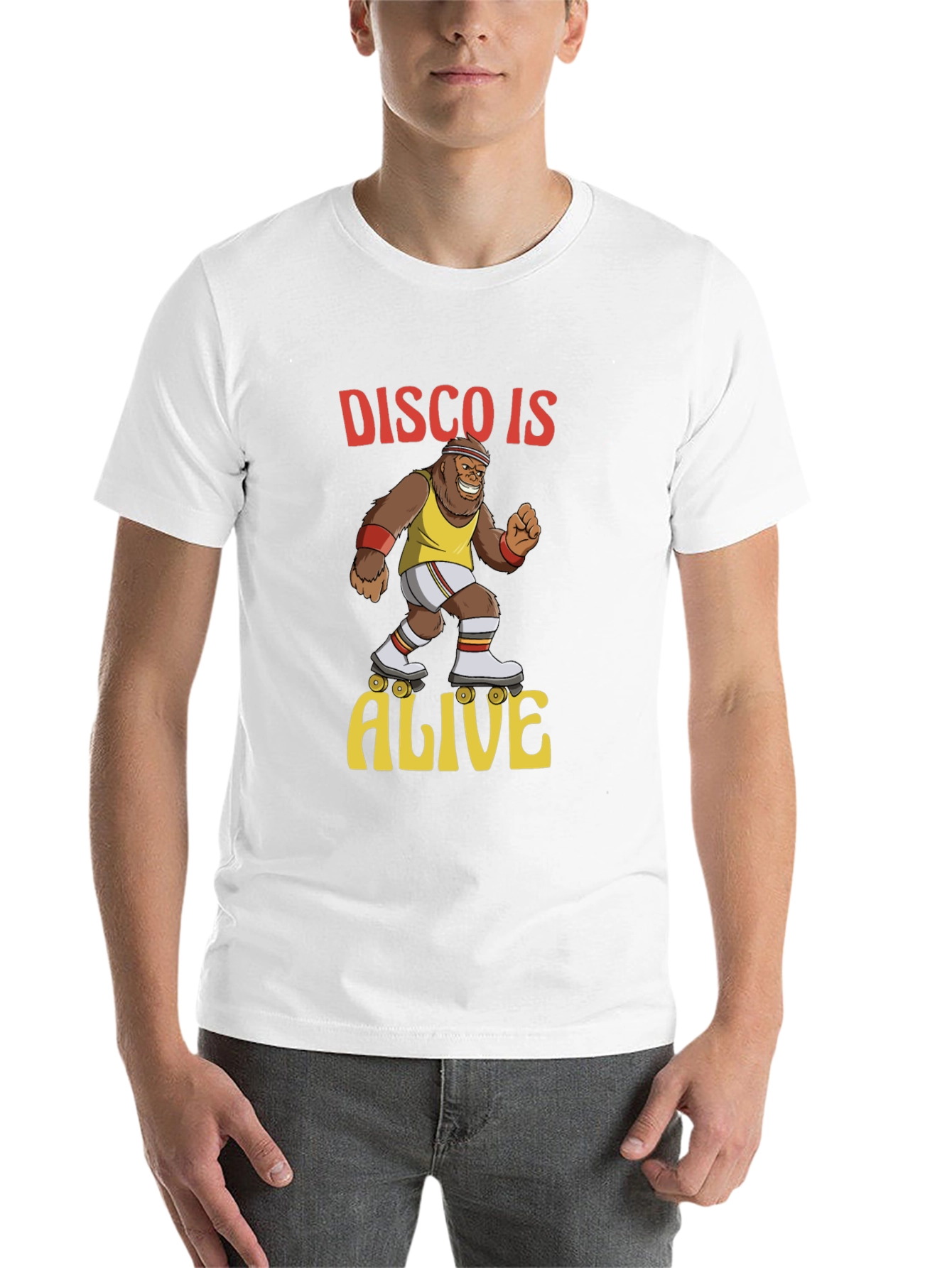 Black Disco Gorilla T-Shirt - Retro Roller Skate Design view 14