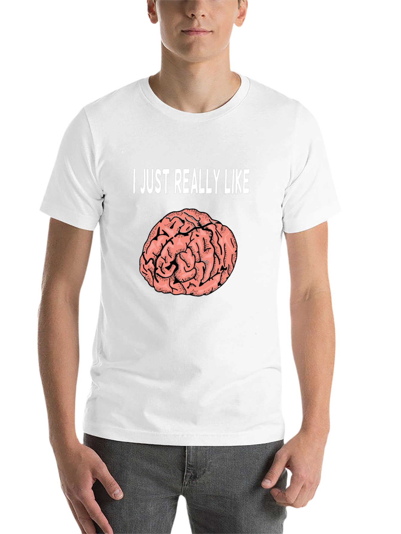 Black Brain Graphic T-Shirt: I Just Really Like Brains Tee view 14