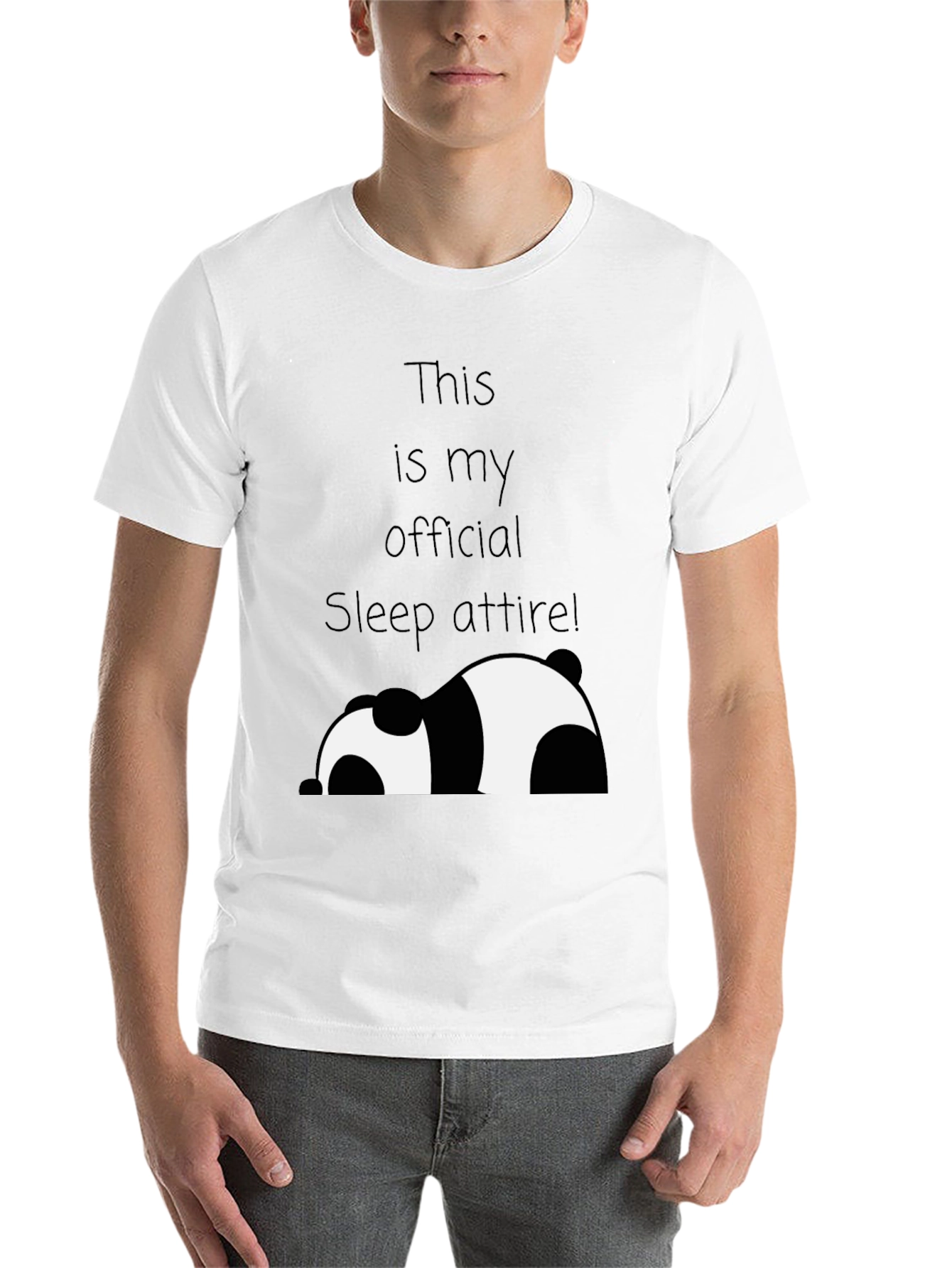 Black Funny Panda Sleep Attire T-Shirt view 14