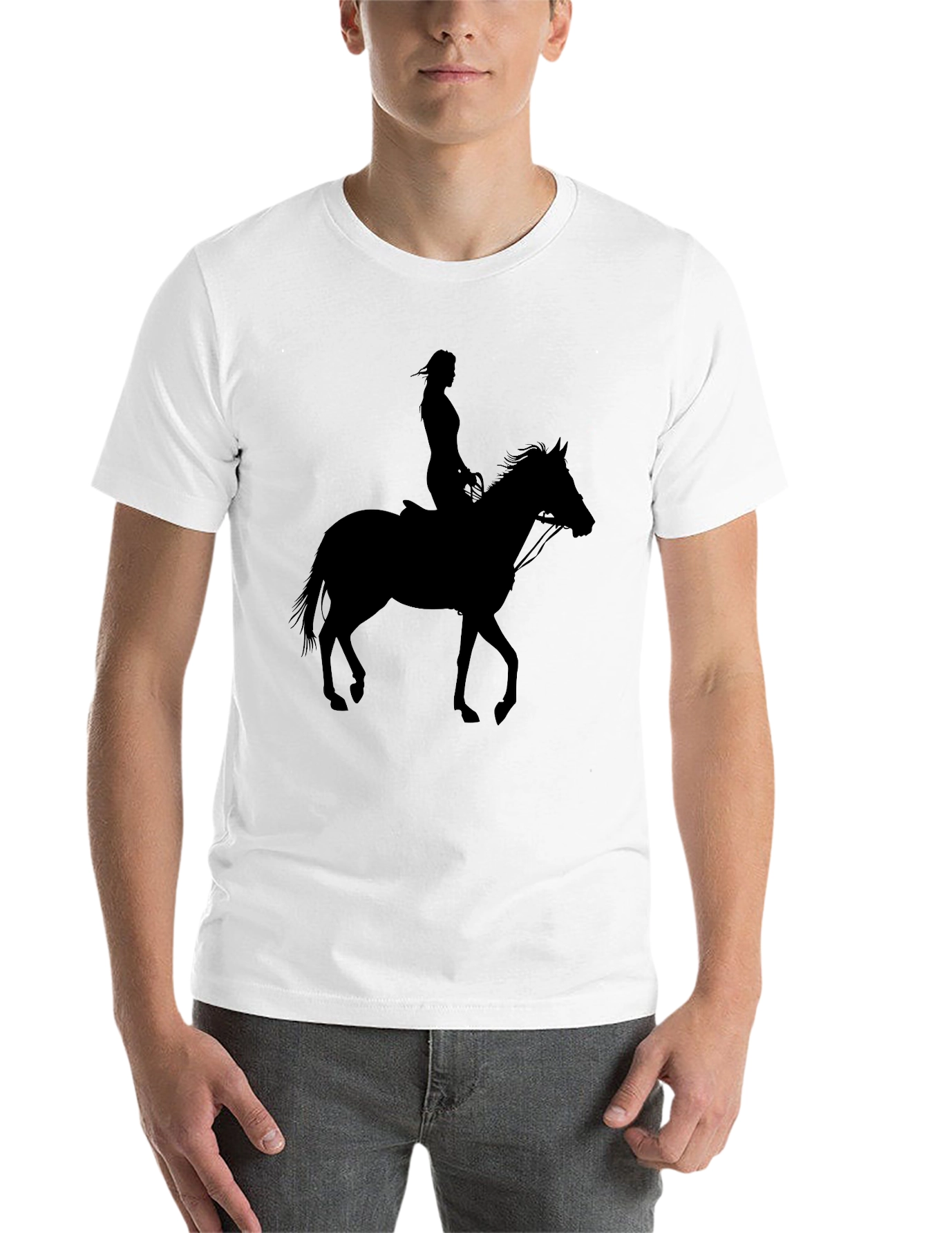 Black Horse Rider Silhouette Graphic Tee view 14