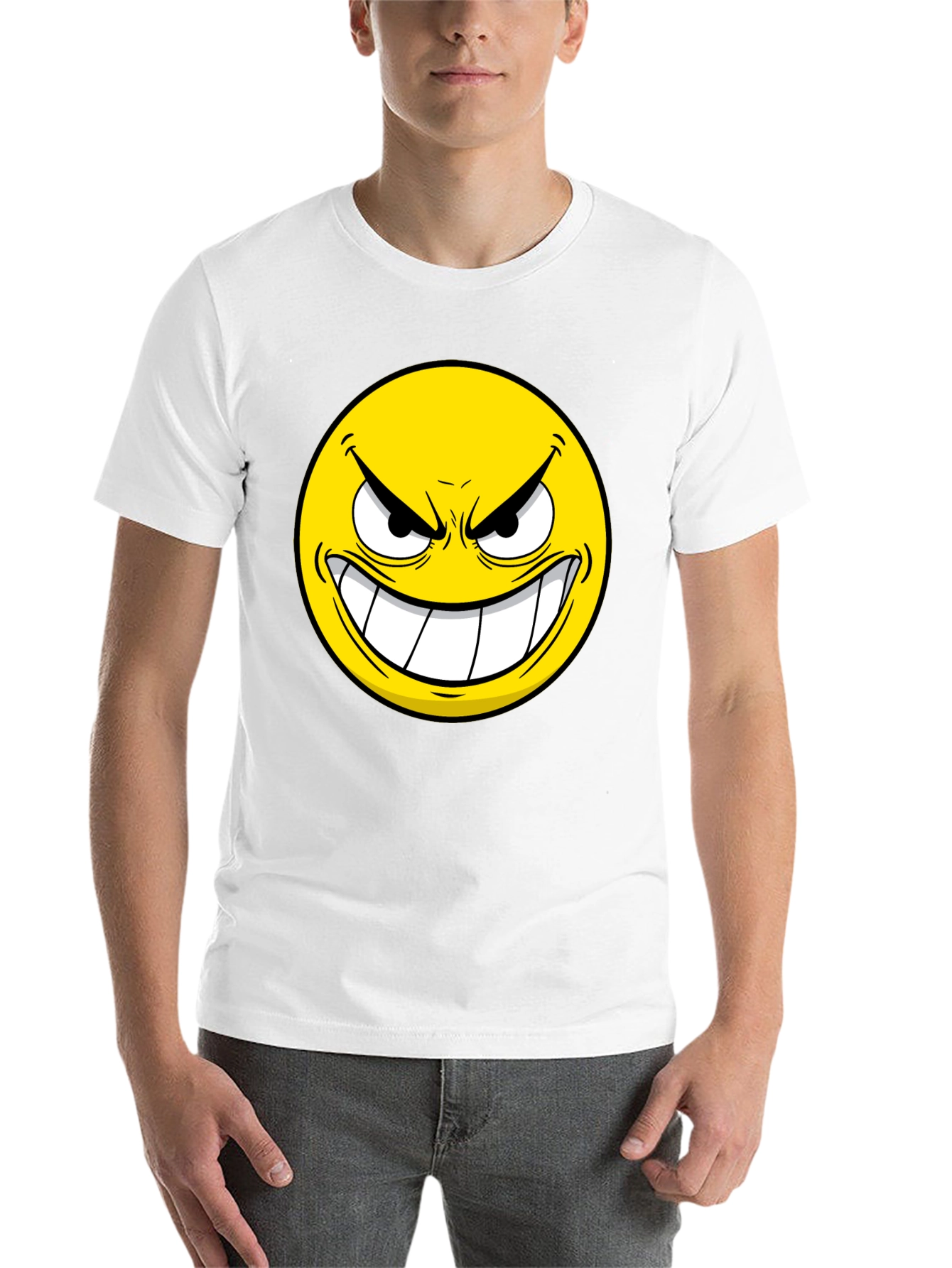 Black Evil Emoji Graphic Tee - Black Cotton T-Shirt view 14