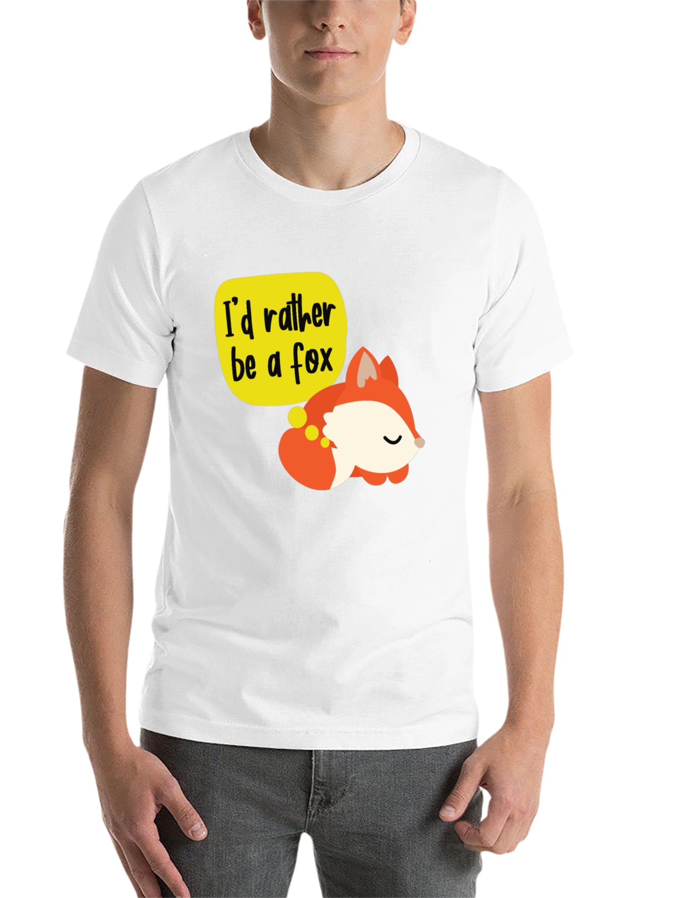 Black Cute Fox T-Shirt - I'd Rather Be a Fox Graphic Tee view 14