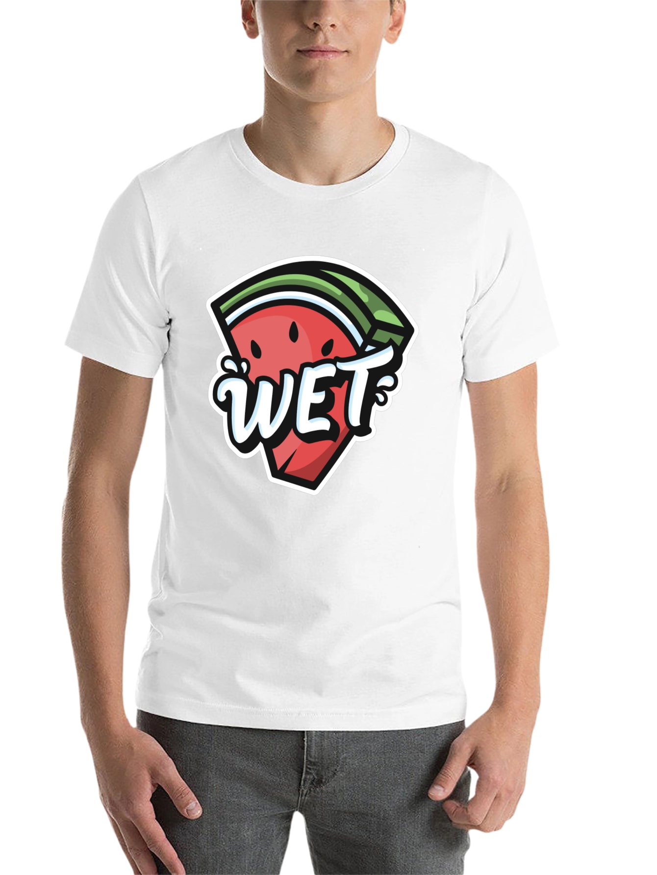 Black Watermelon Wet Graphic Tee - Summer Fun T-Shirt view 14