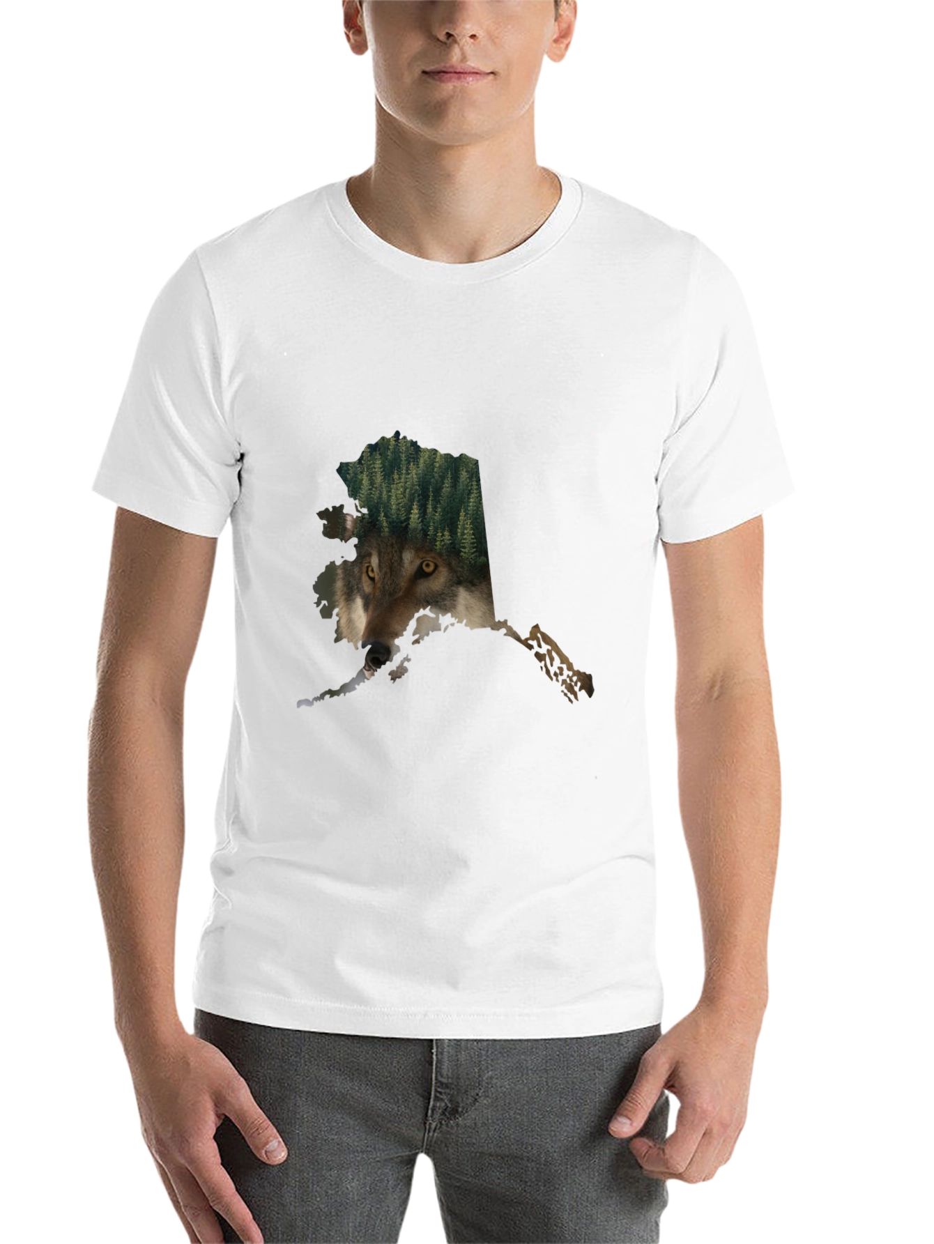 Black Alaska Wolf Nature Graphic Tee - Black Cotton Blend view 14
