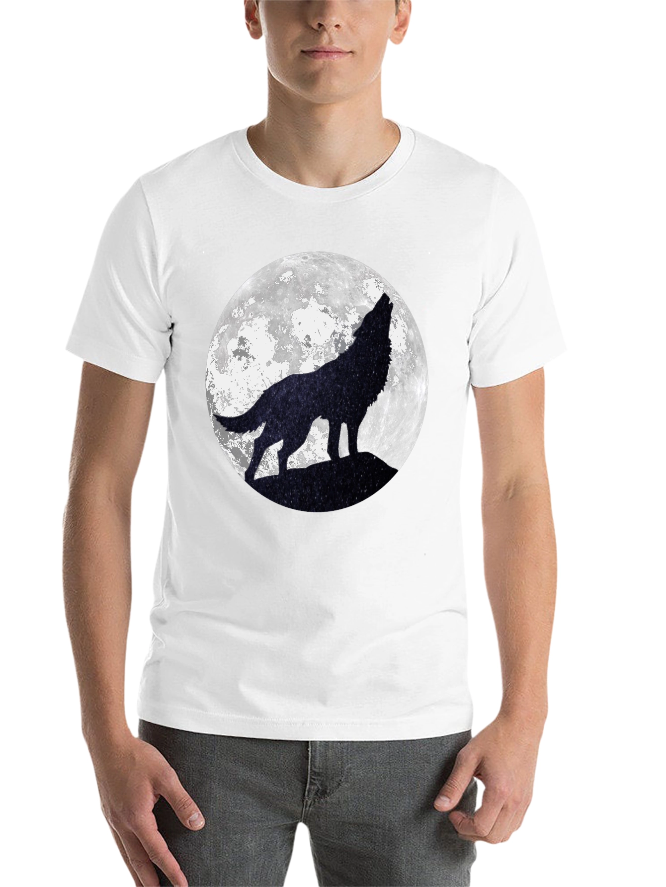 Black Wolf Moon Graphic Tee - Black Cotton T-Shirt view 14