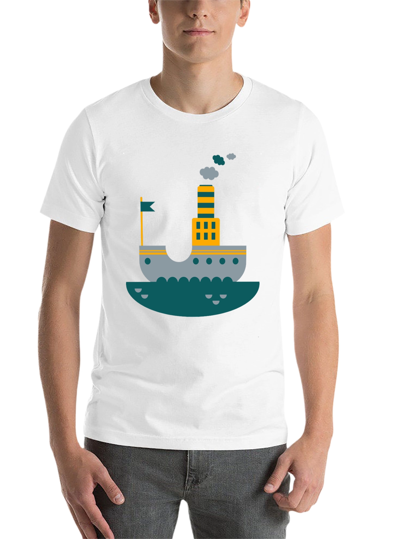 Black Nautical Ship Graphic T-Shirt | Trendy Steamboat Tee view 14