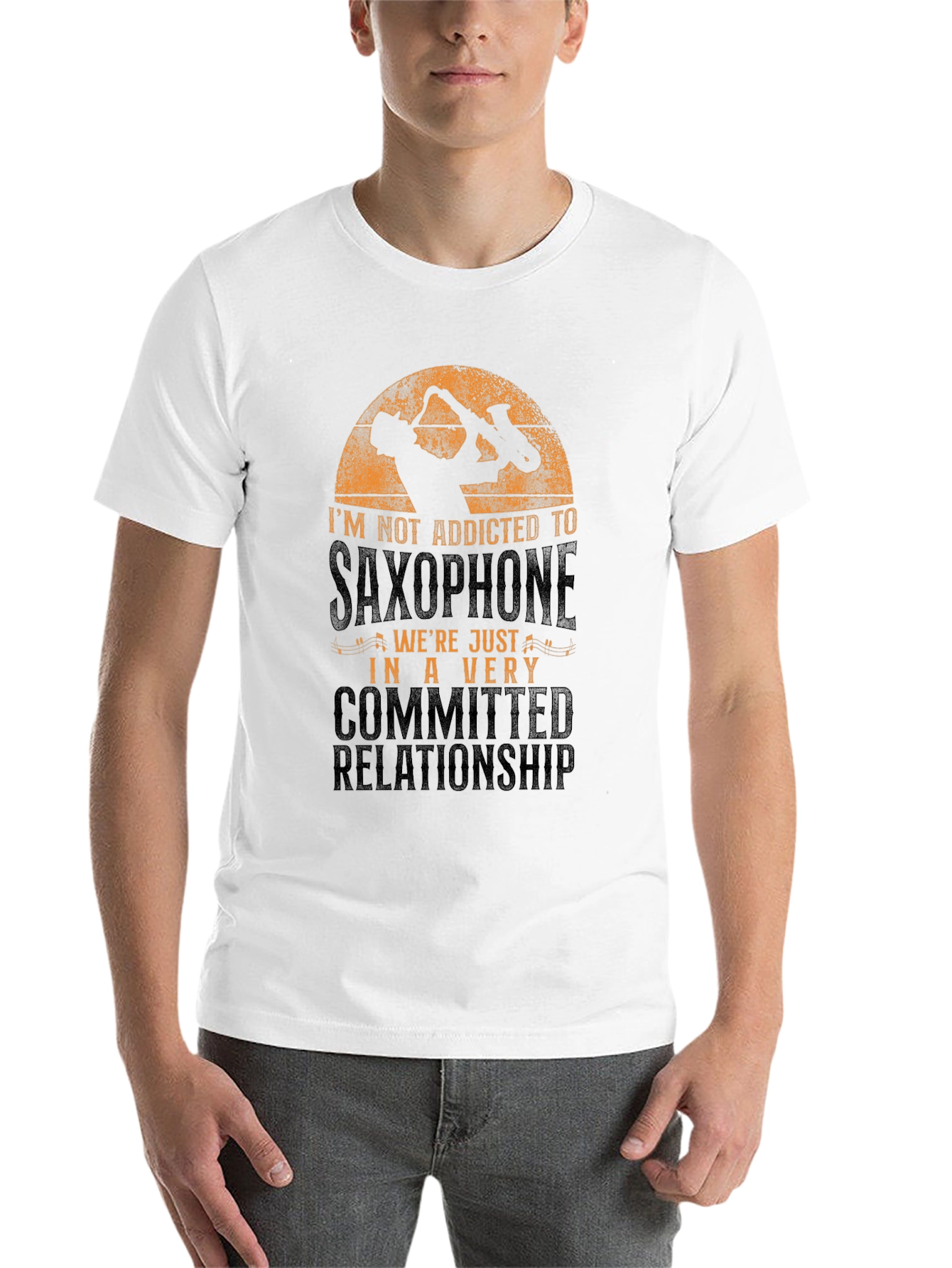 Black Saxophone Relationship T-Shirt - Musician's Apparel view 14