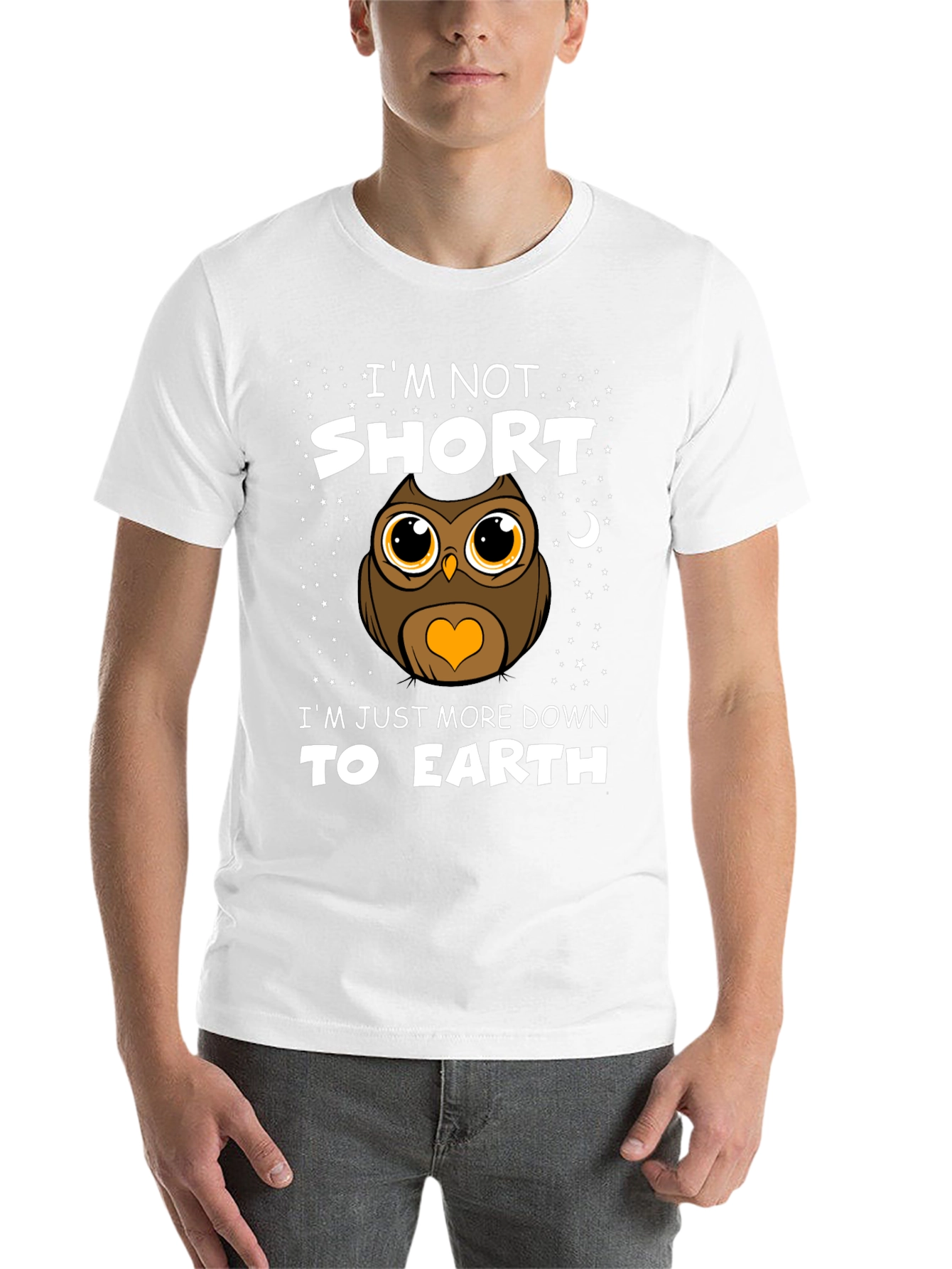 Black Funny Owl Graphic T-Shirt: I'm Not Short view 14