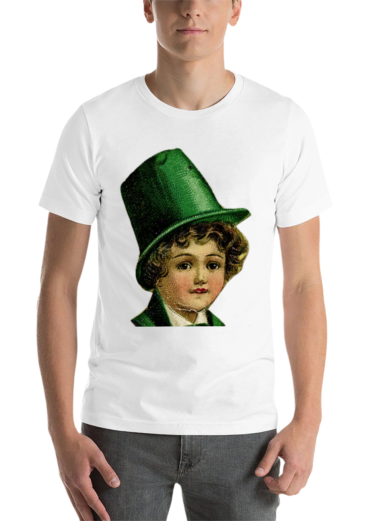 Black St. Patrick's Day Boy in Green Hat T-Shirt view 14