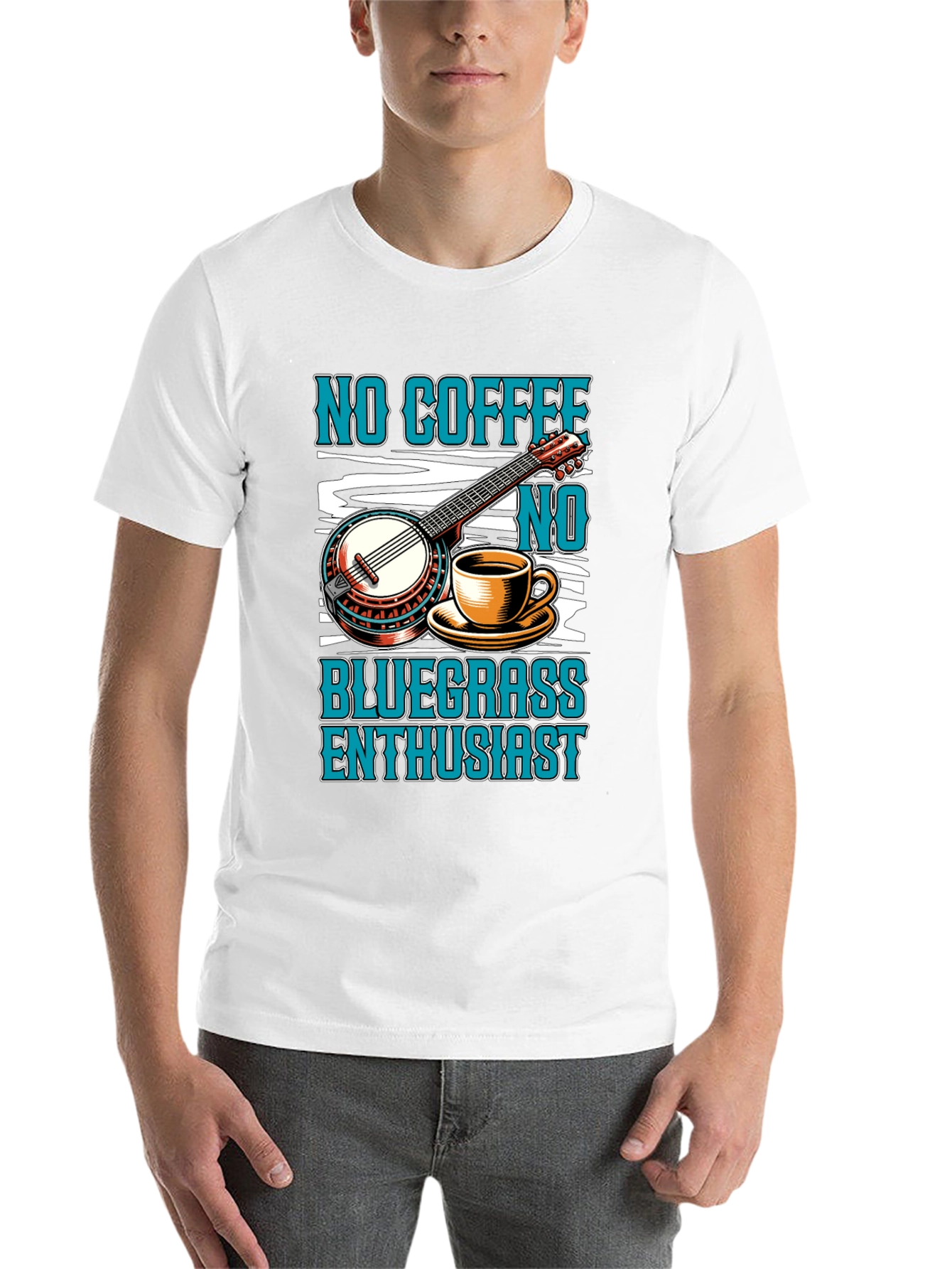 Black No Coffee No Bluegrass Enthusiast T-Shirt view 14