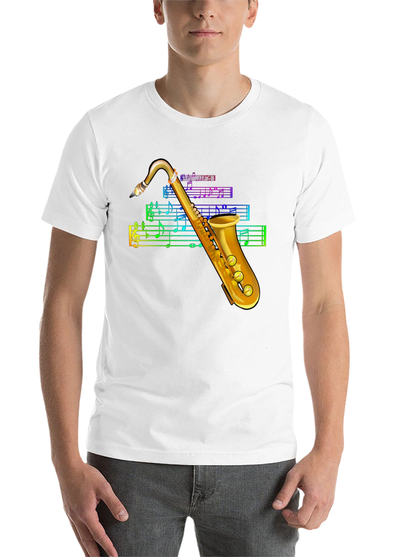 Black Saxophone Music T-Shirt view 14