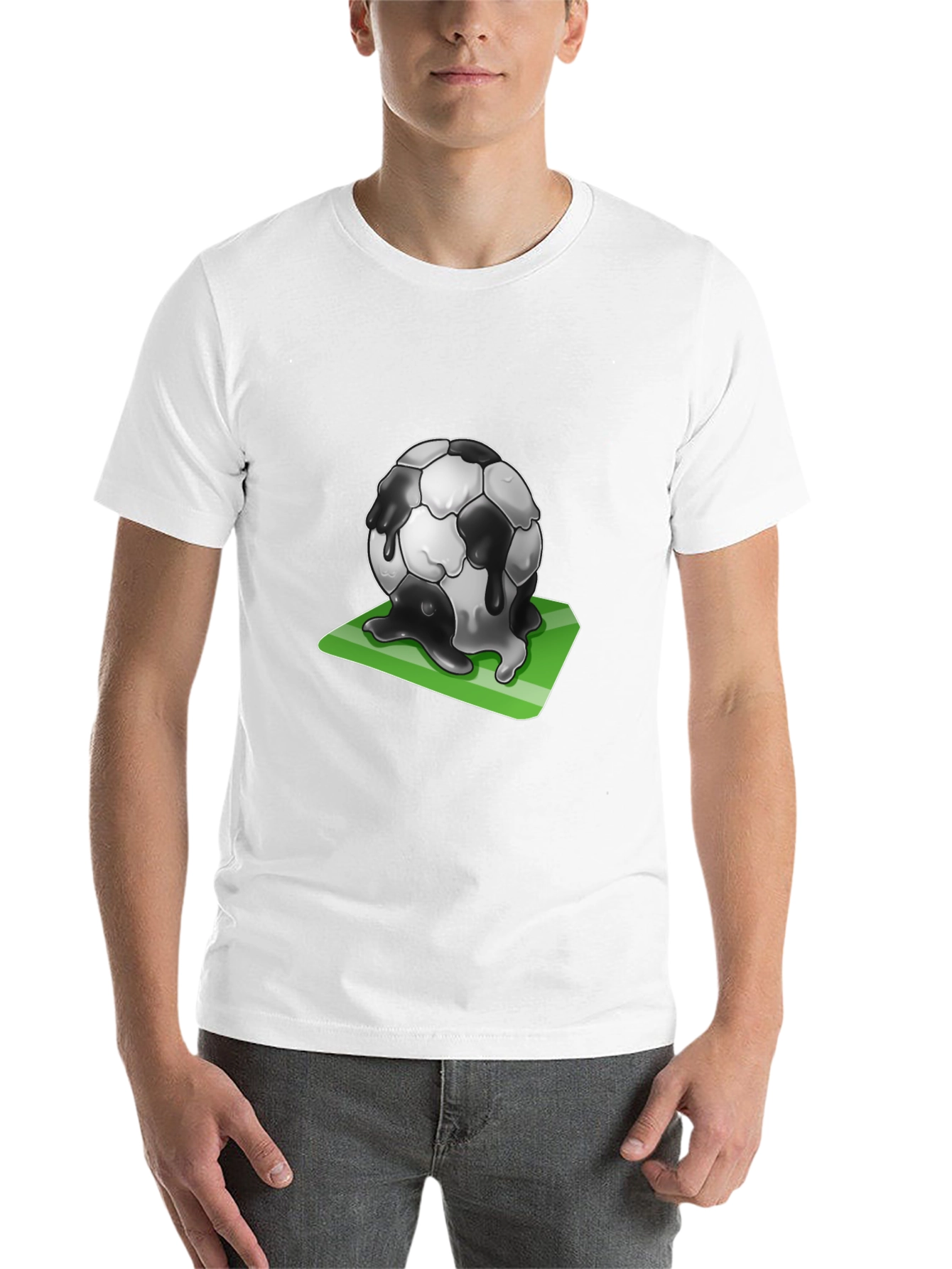 Black Melting Soccer Ball Graphic Tee - Black Cotton T-Shirt view 14