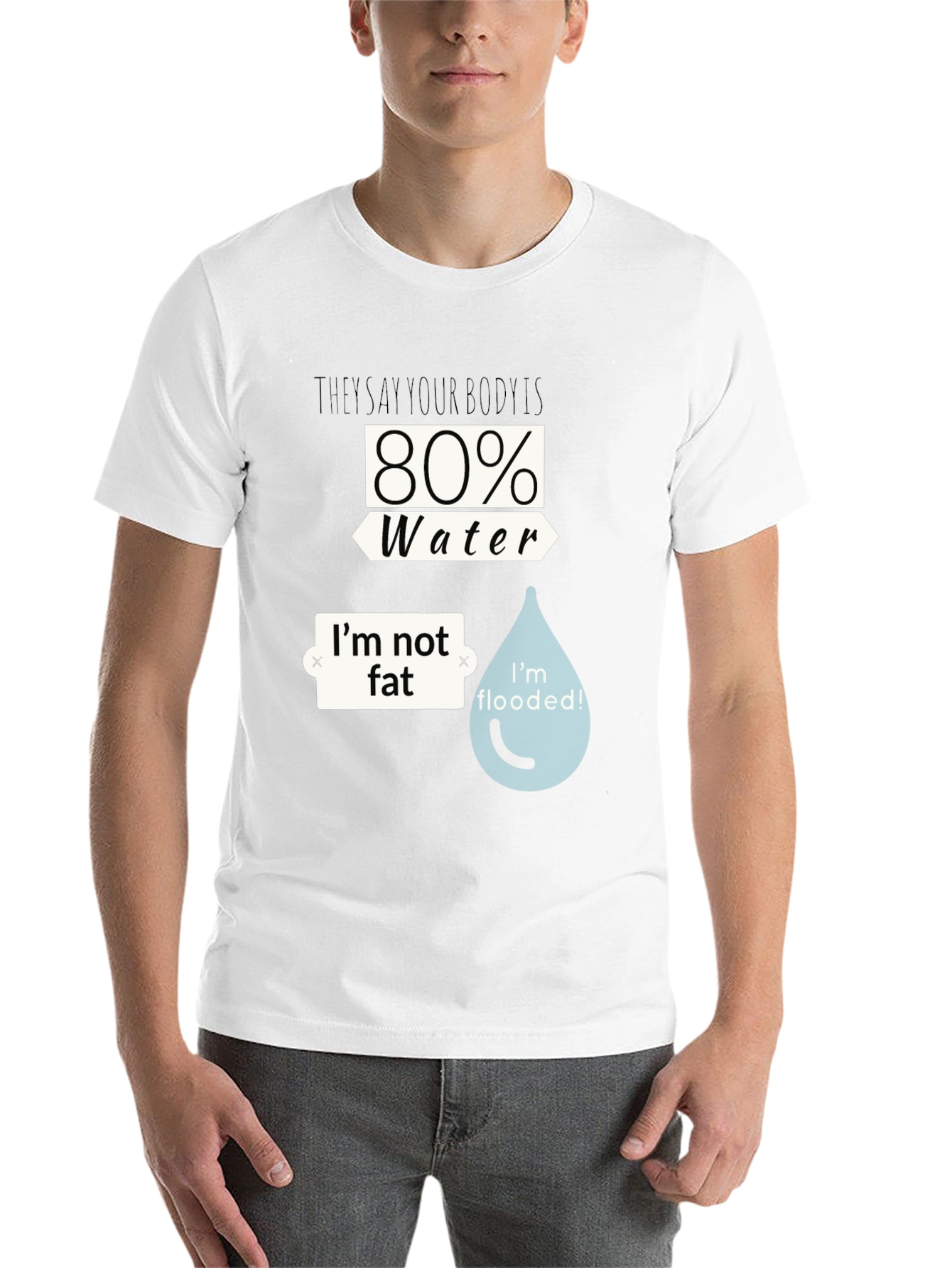 Black Funny Water Body T-Shirt - I'm Not Fat, I'm Flooded view 14
